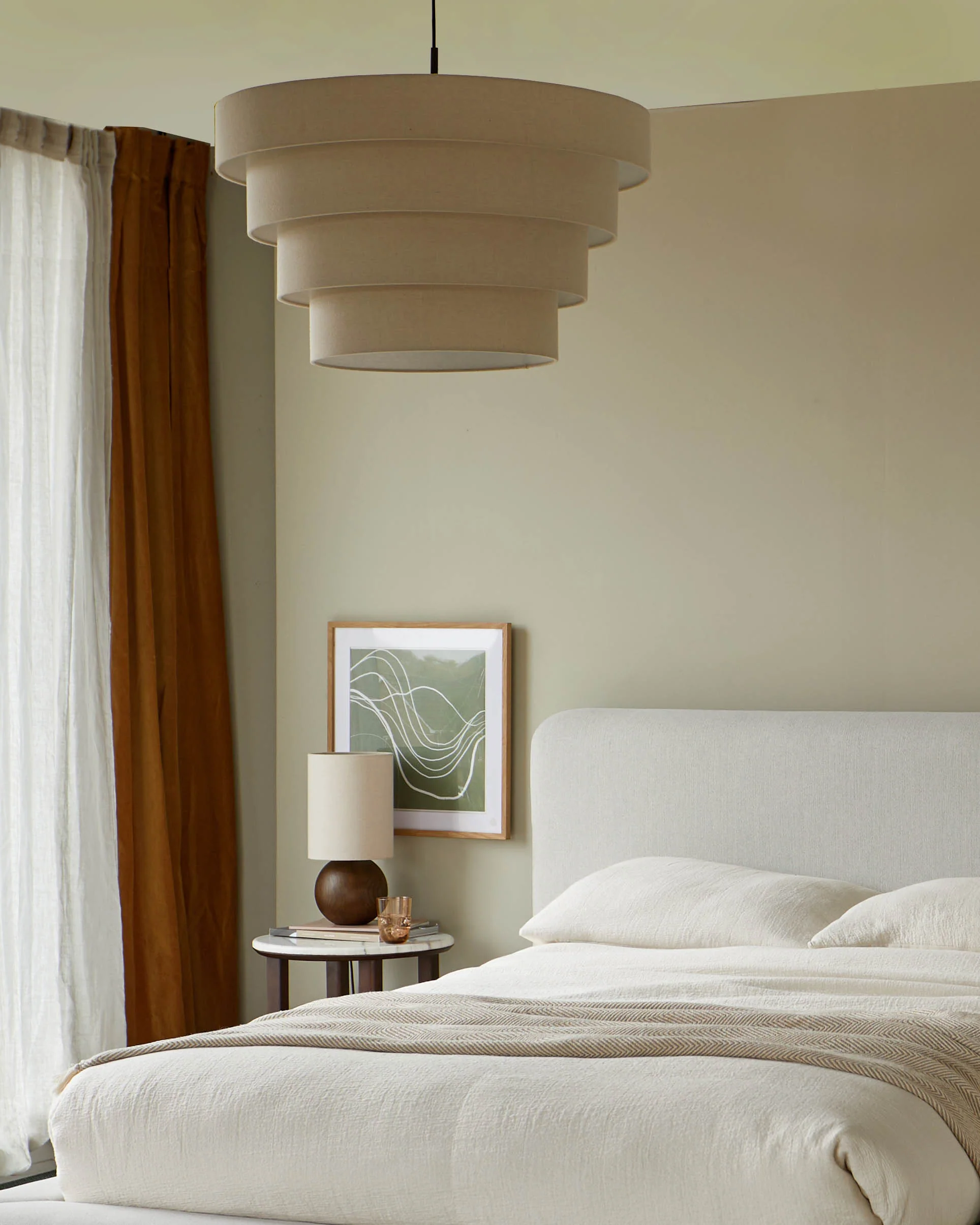 Madison natural linen round adjustable pendant light - Image 9