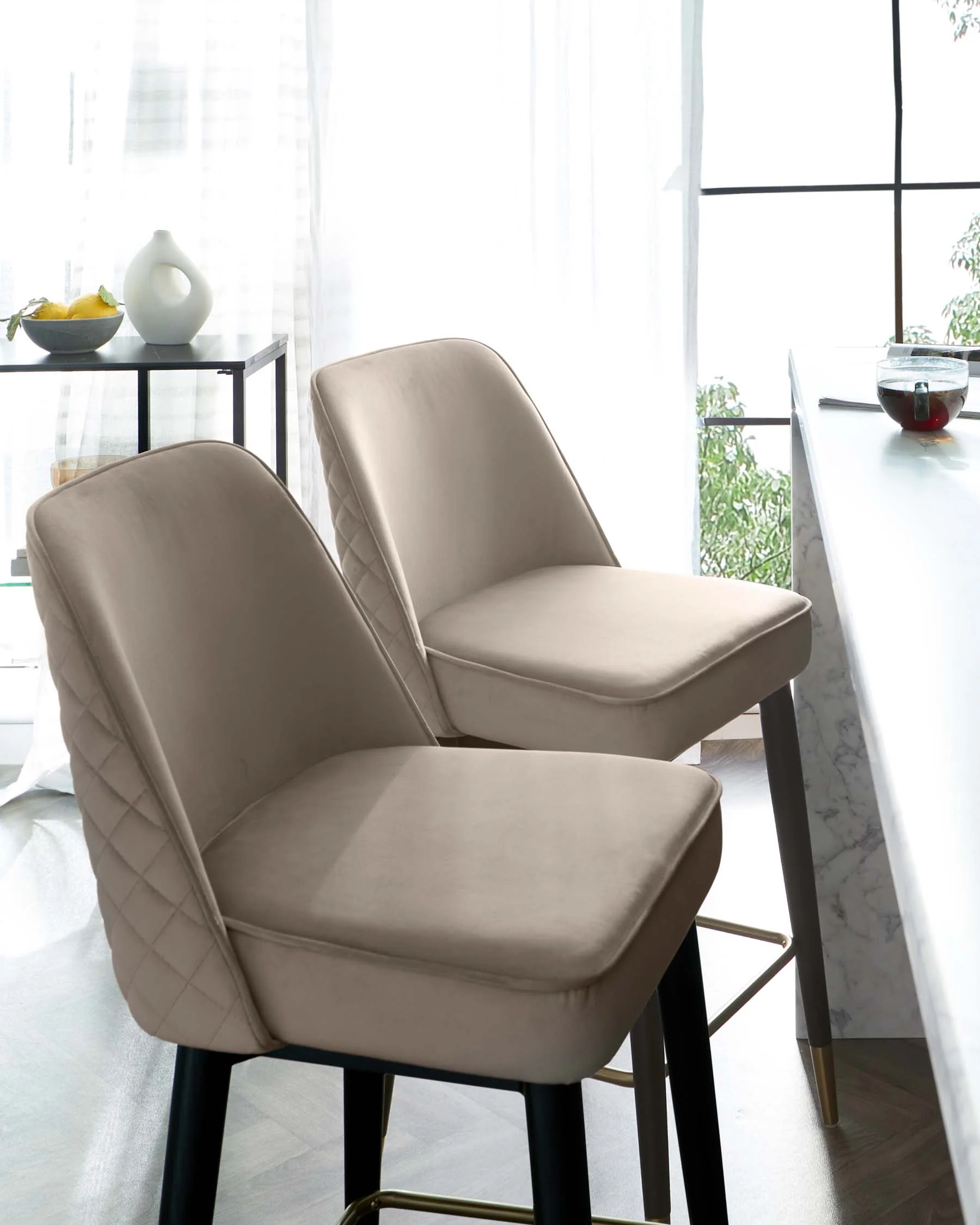Mae Champagne Velvet Bar stool - Image 6
