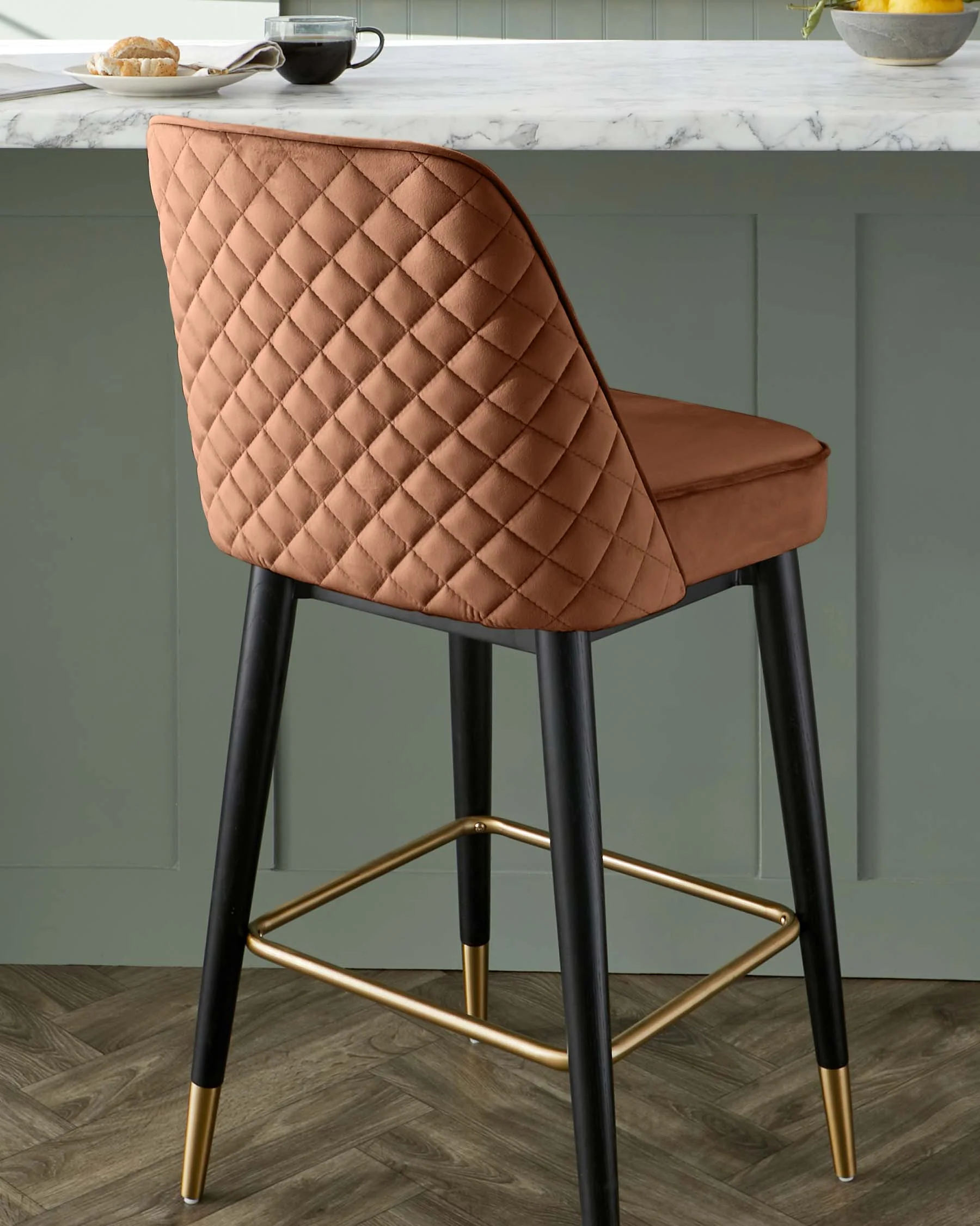 Mae Rust Velvet Bar stool - Image 3