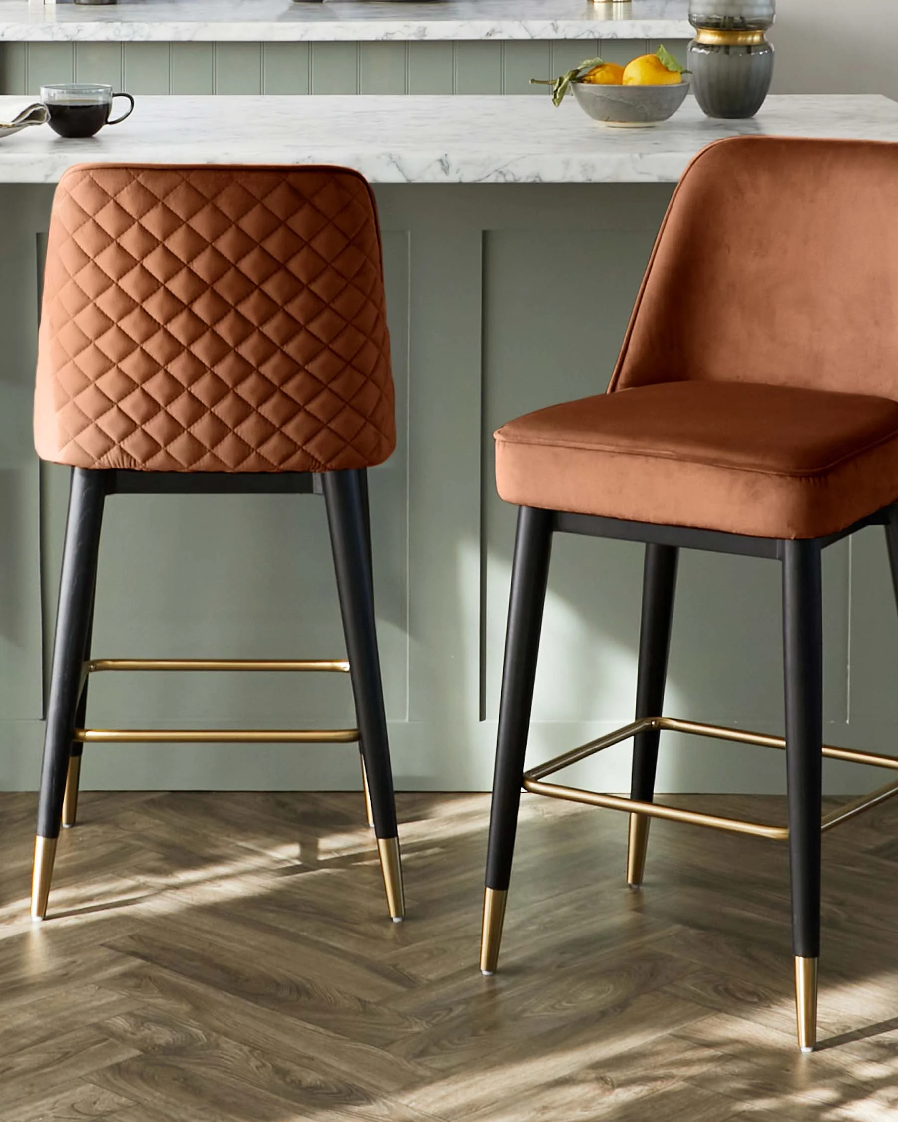 Mae Rust Velvet Bar stool - Image 4