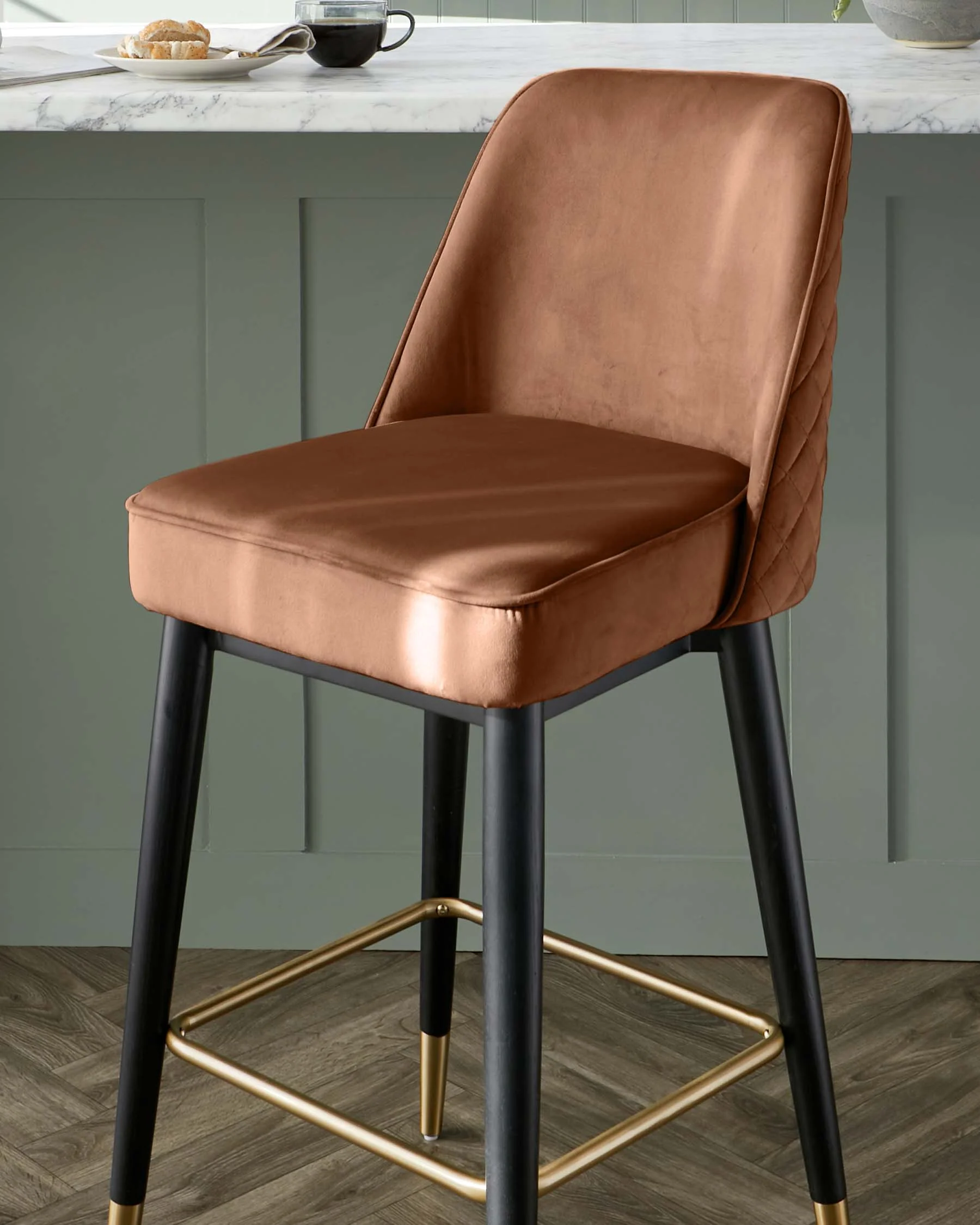 Mae Rust Velvet Bar stool - Image 5