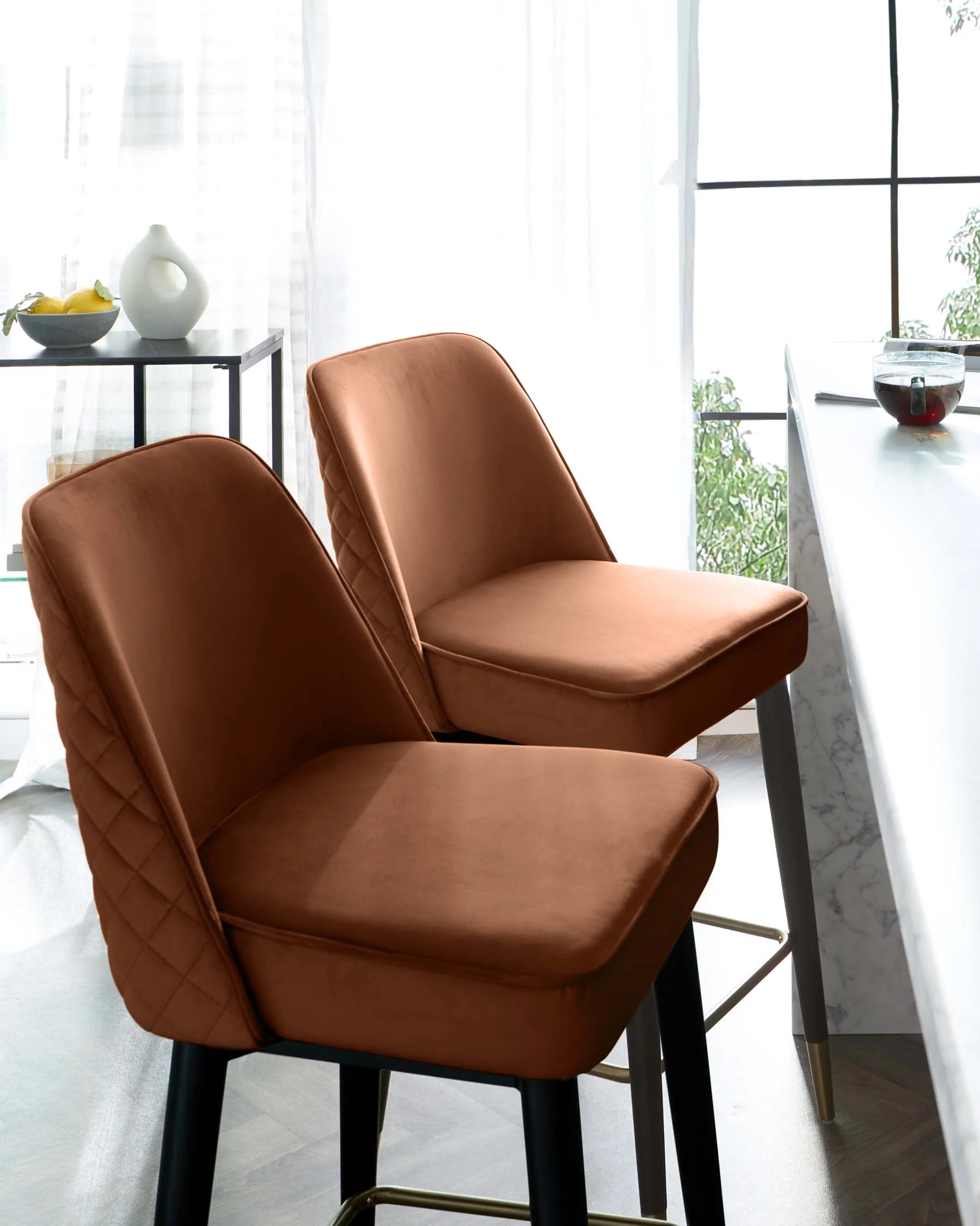 Mae Rust Velvet Bar stool - Image 6