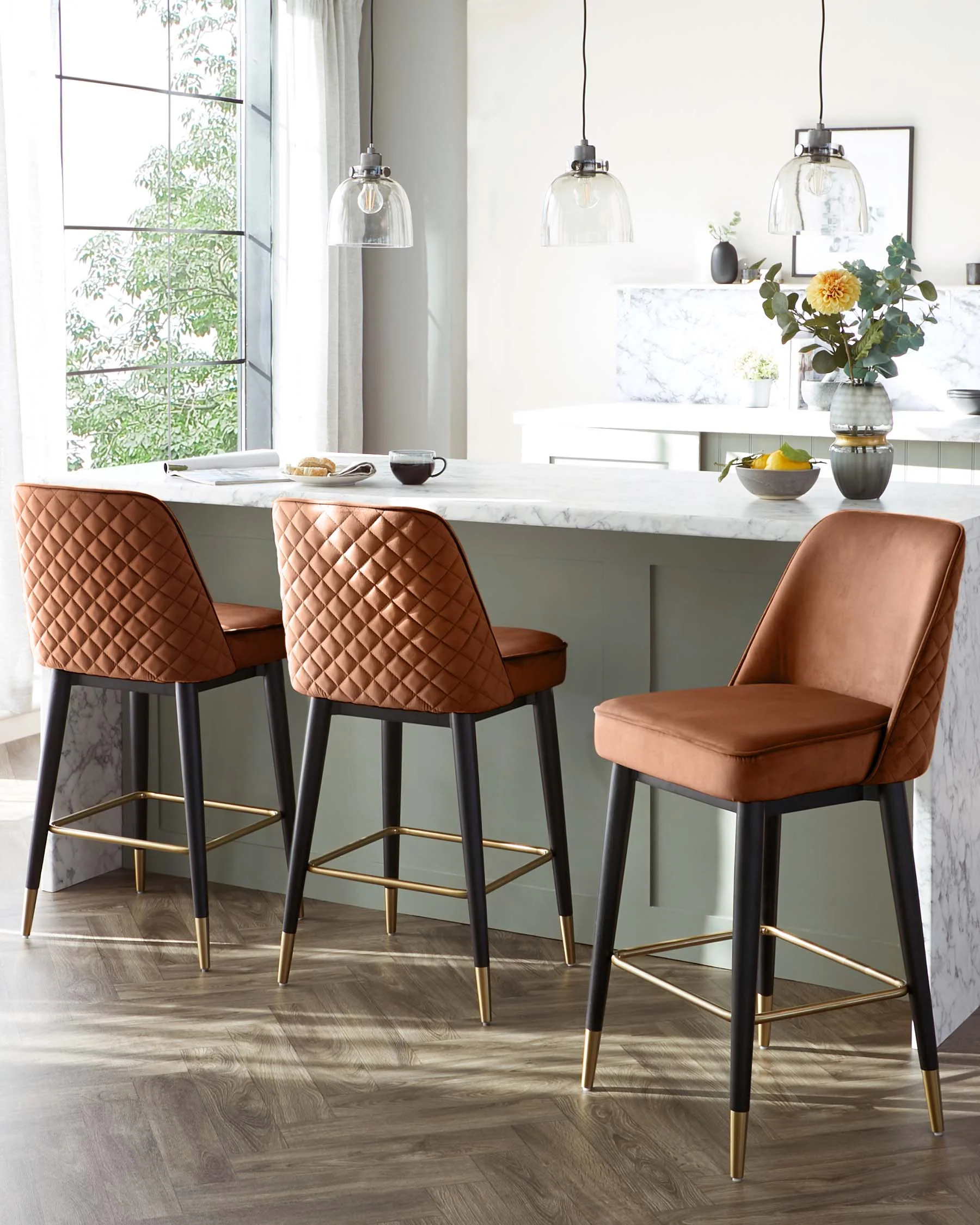 Mae Rust Velvet Bar stool - Image 9