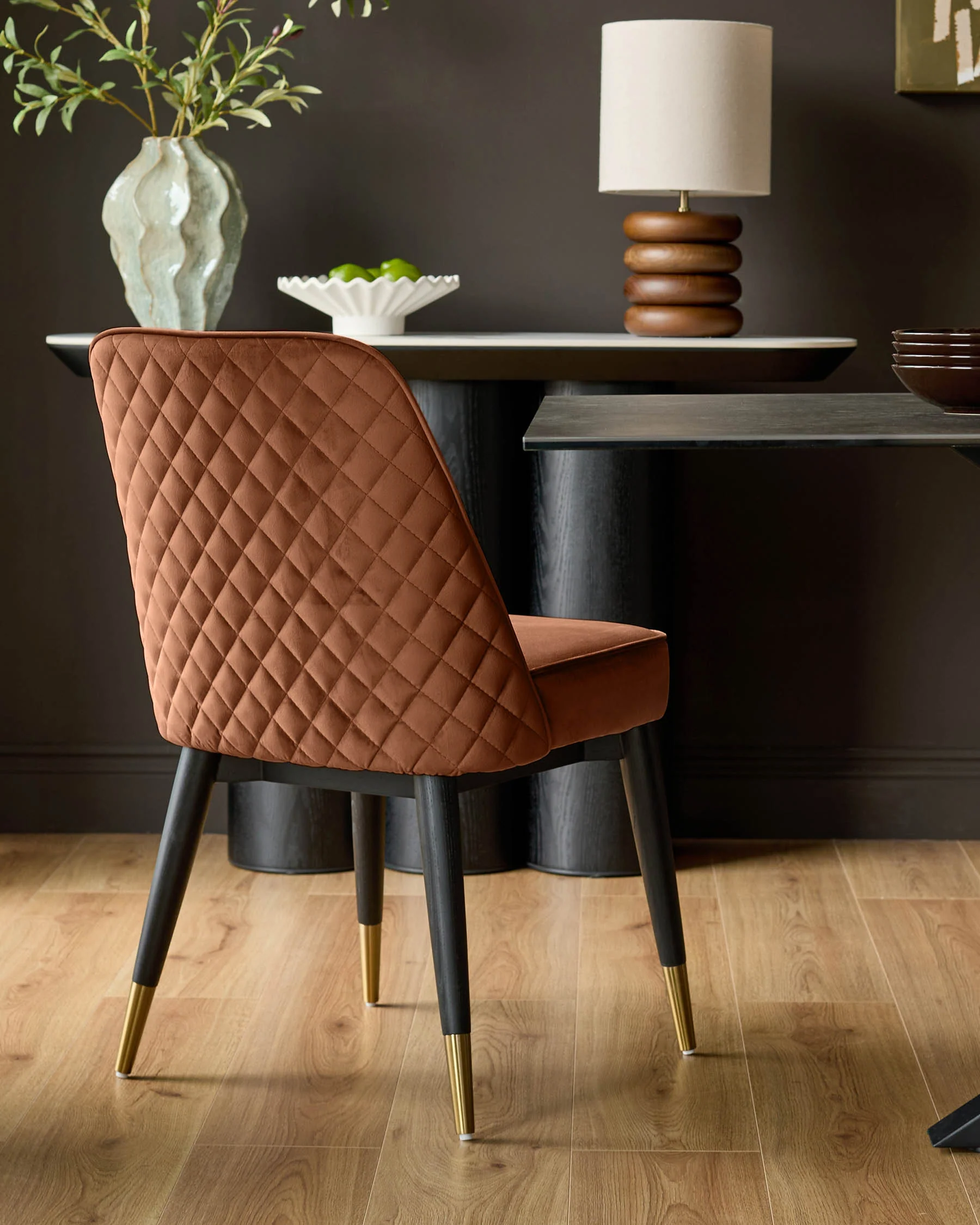 Mae Rust Velvet Dining Chair - Image 3