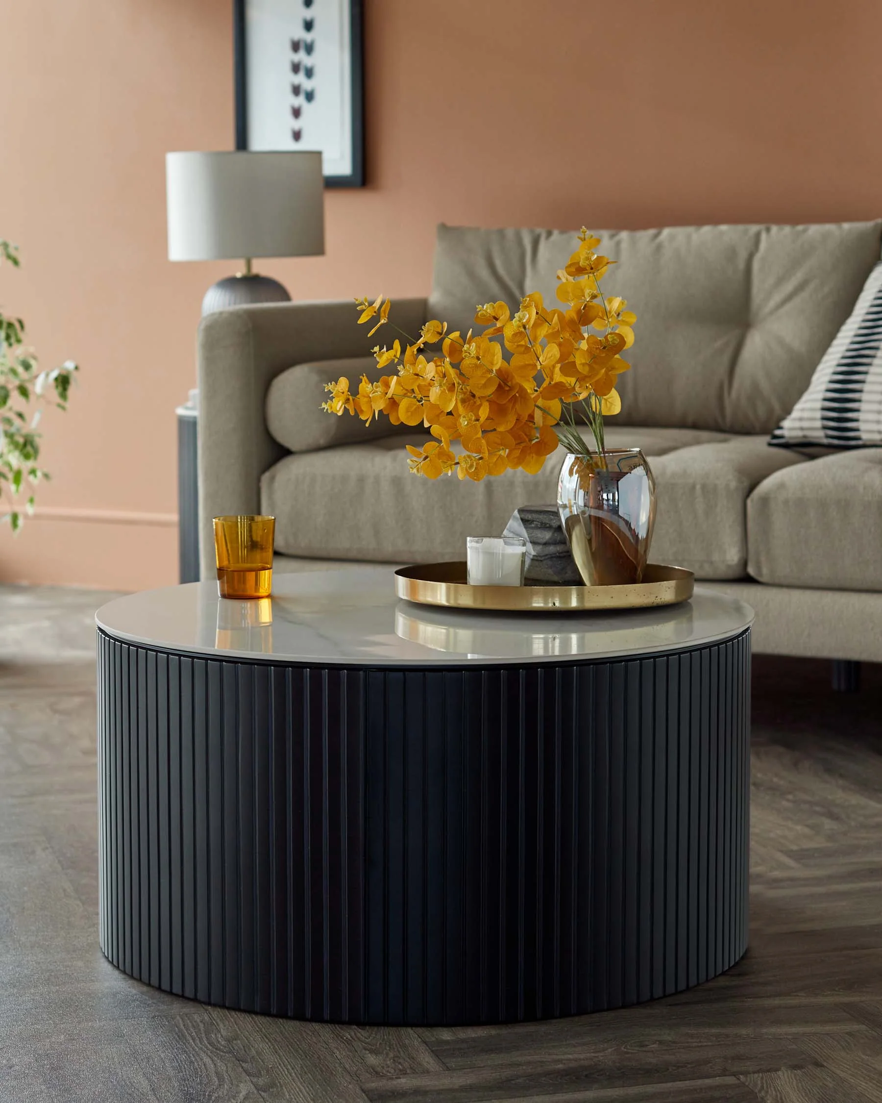 Malachy Coffee Table White Ceramic with Black Wood - Image 3