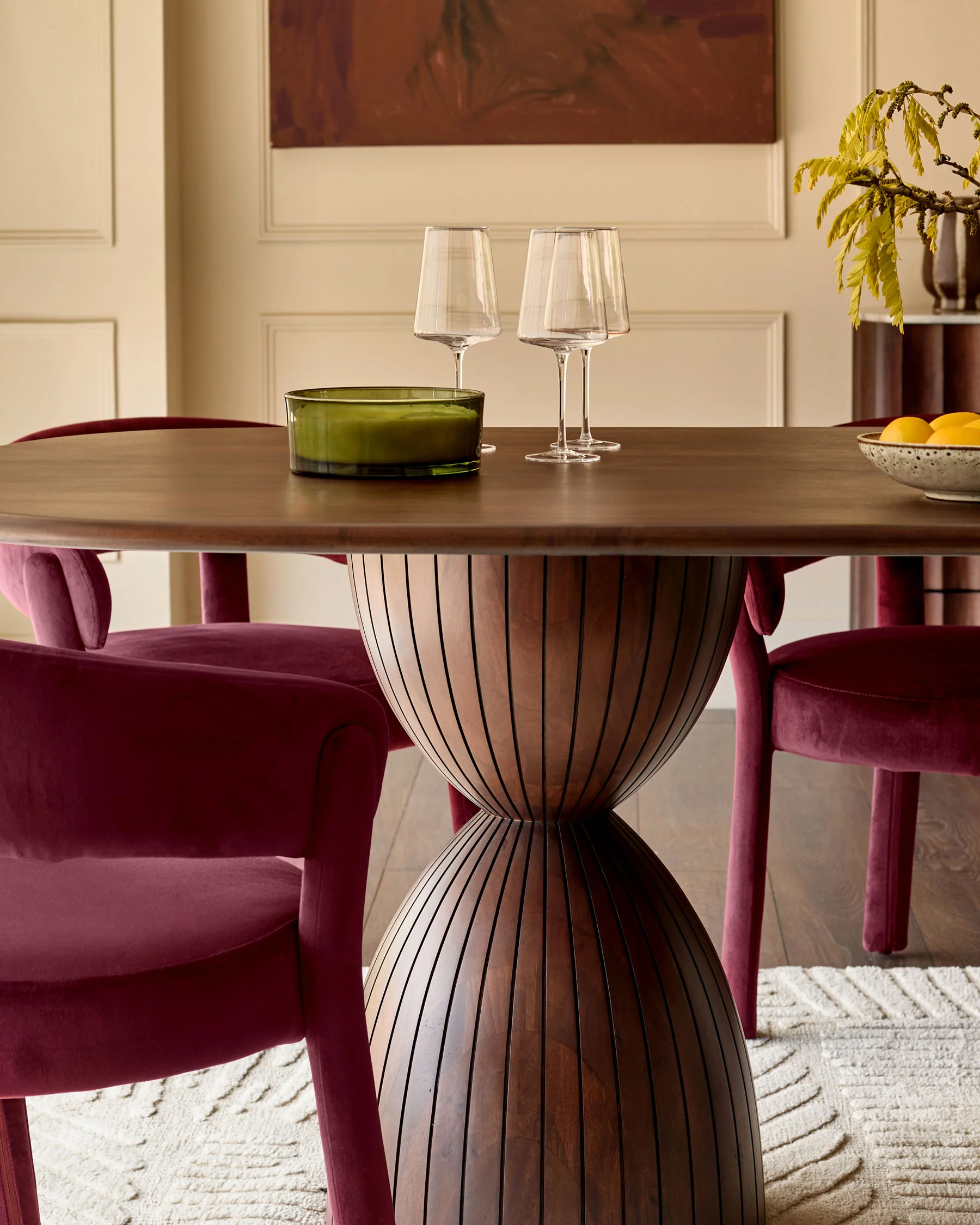 Malin dark wood 8 seater dining table - Image 9