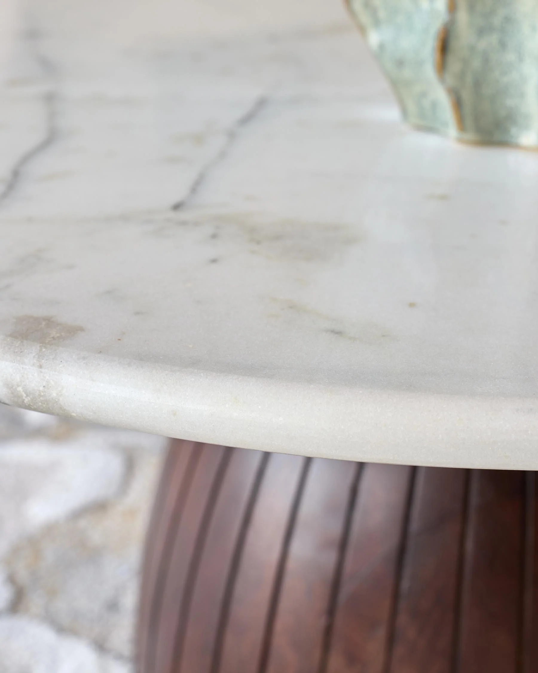 Malin white marble top dark wood coffee table - Image 6