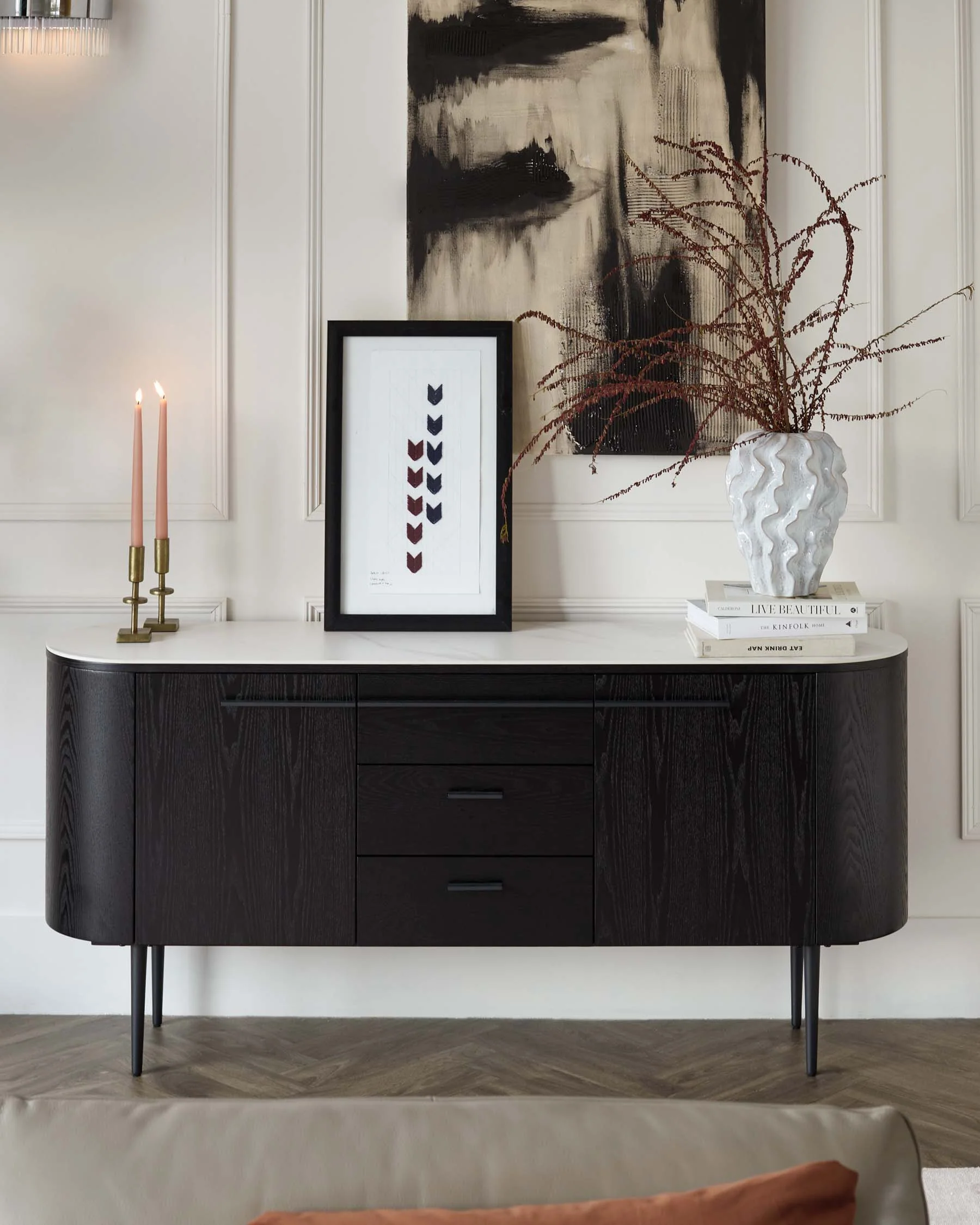 Manhattan Black Ash and Marbled Ceramic Large Sideboard - Image 3