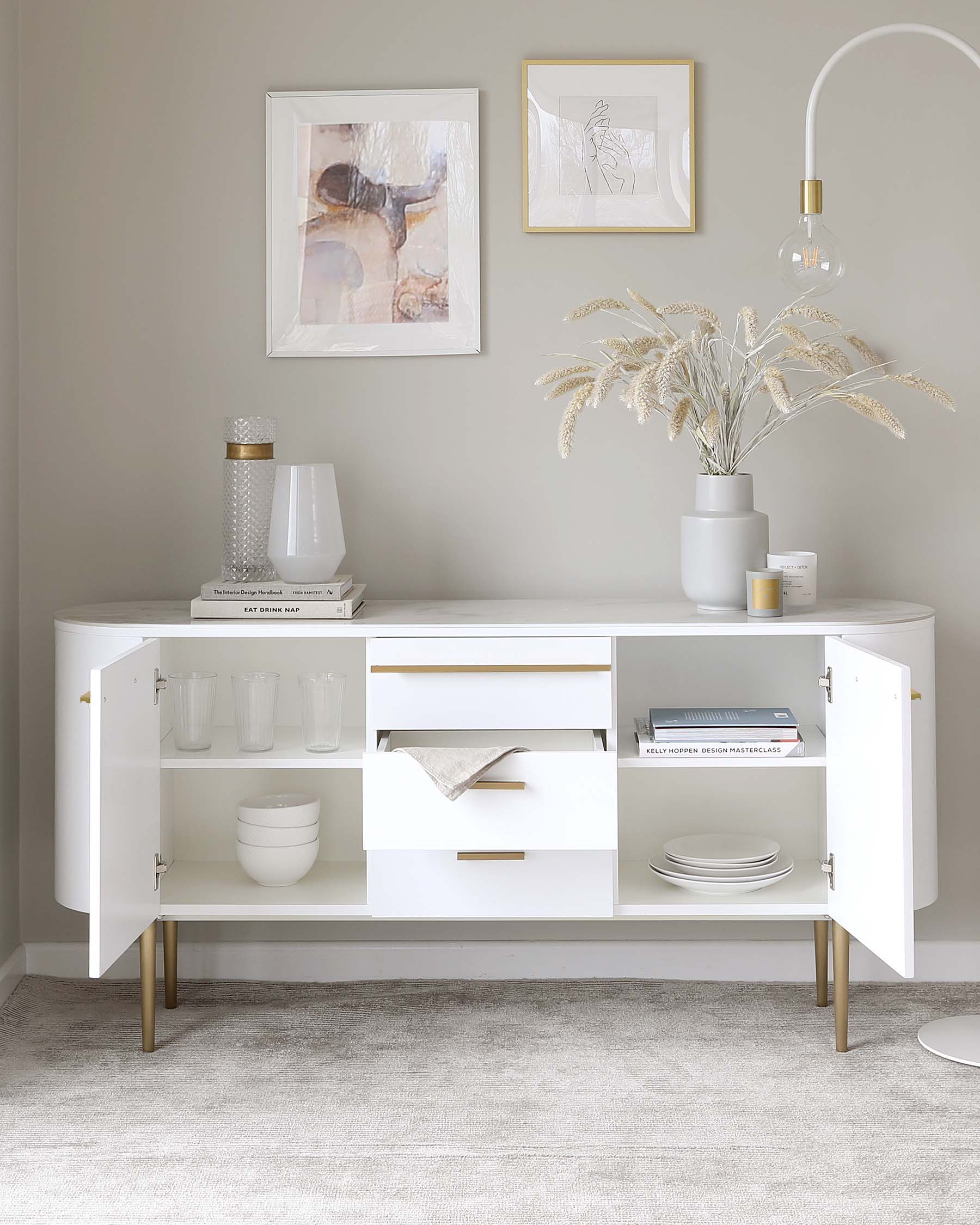 Manhattan White Oak and Marbled Ceramic Large Sideboard - Image 2