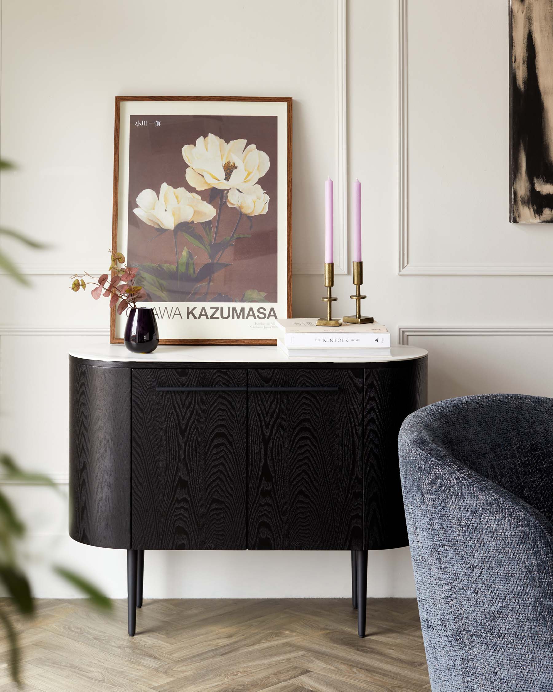 Manhattan Black Ash and Marble Ceramic Small Sideboard - Image 3