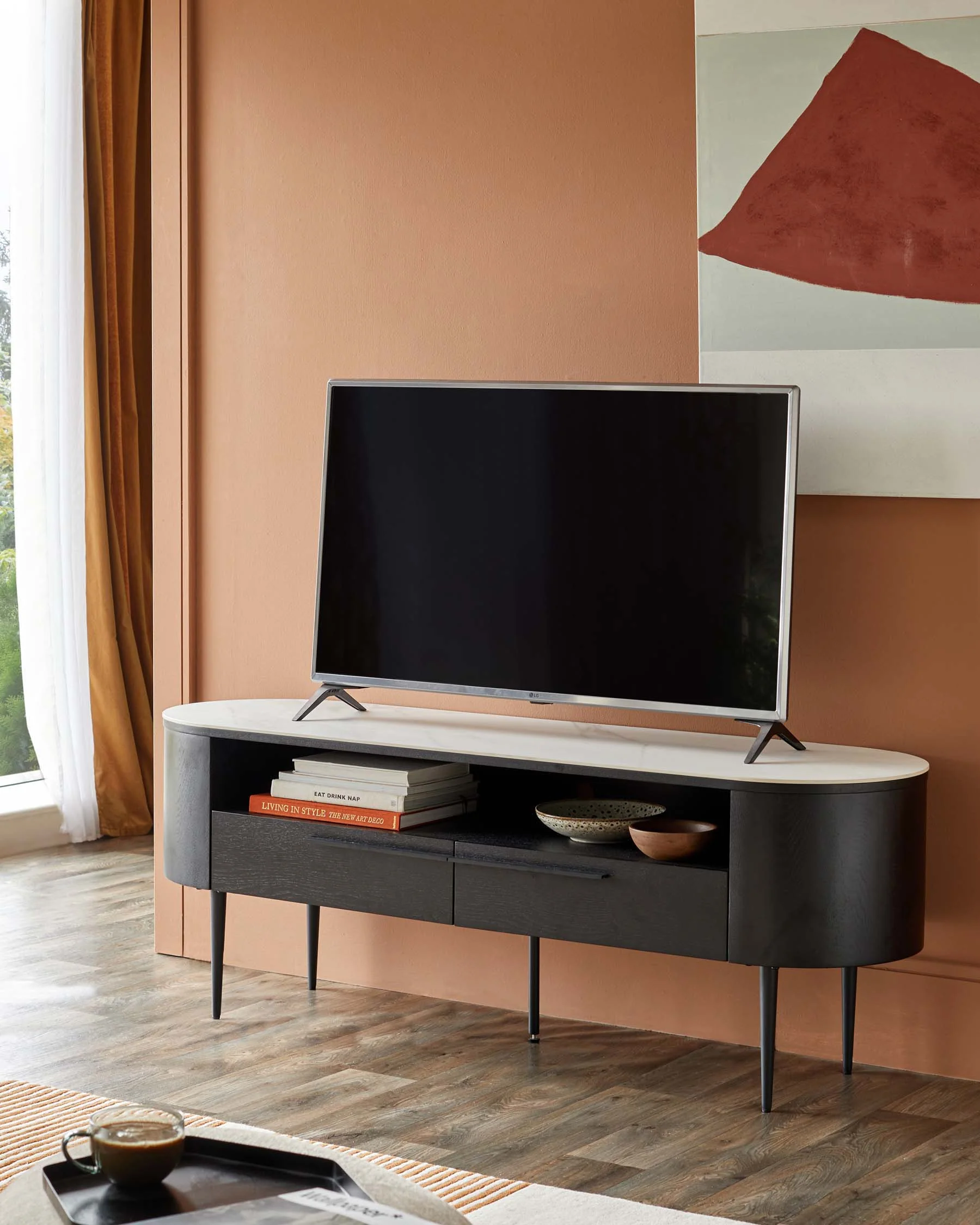 Manhattan marbled ceramic TV stand