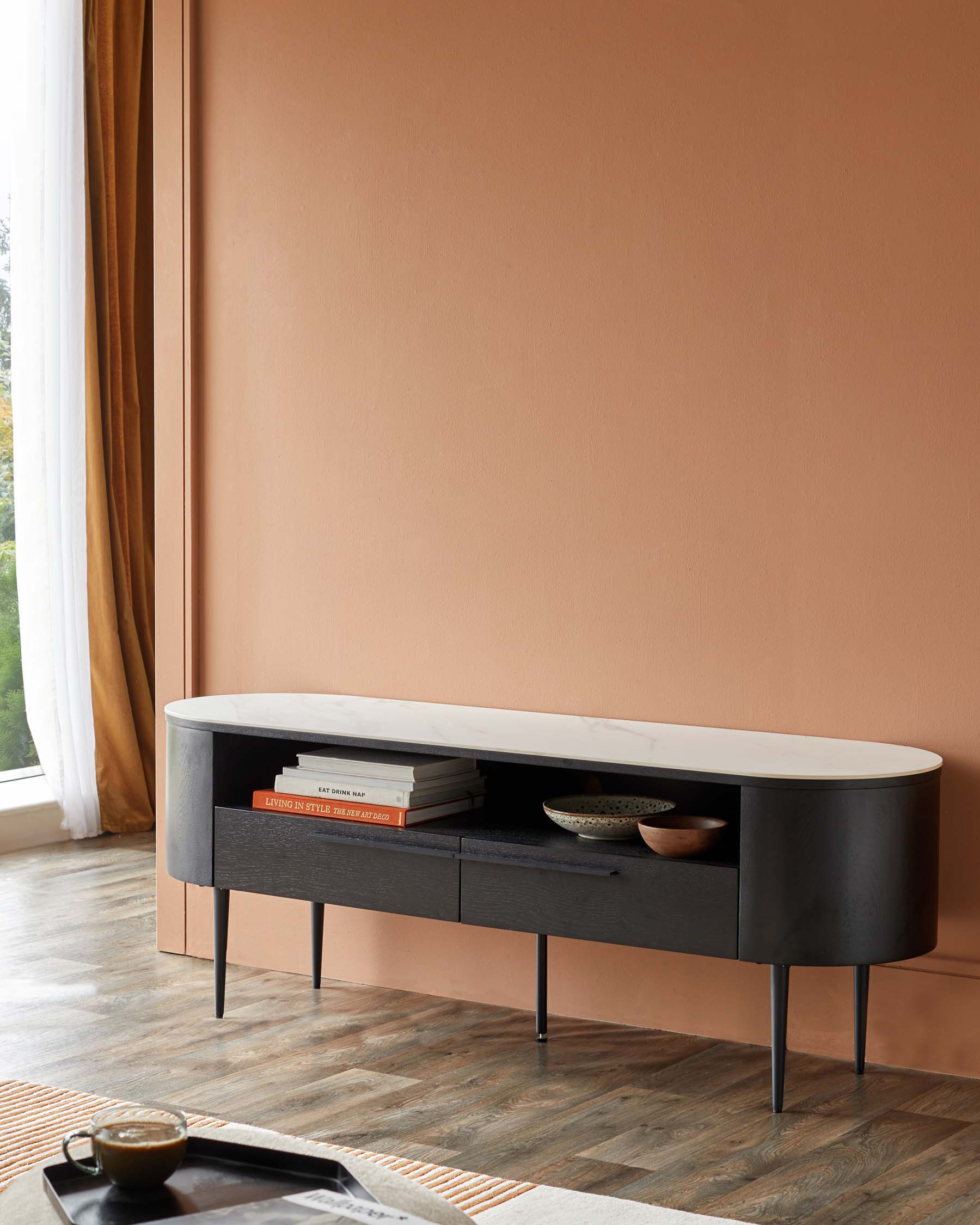 Manhattan marbled ceramic TV stand - Image 3