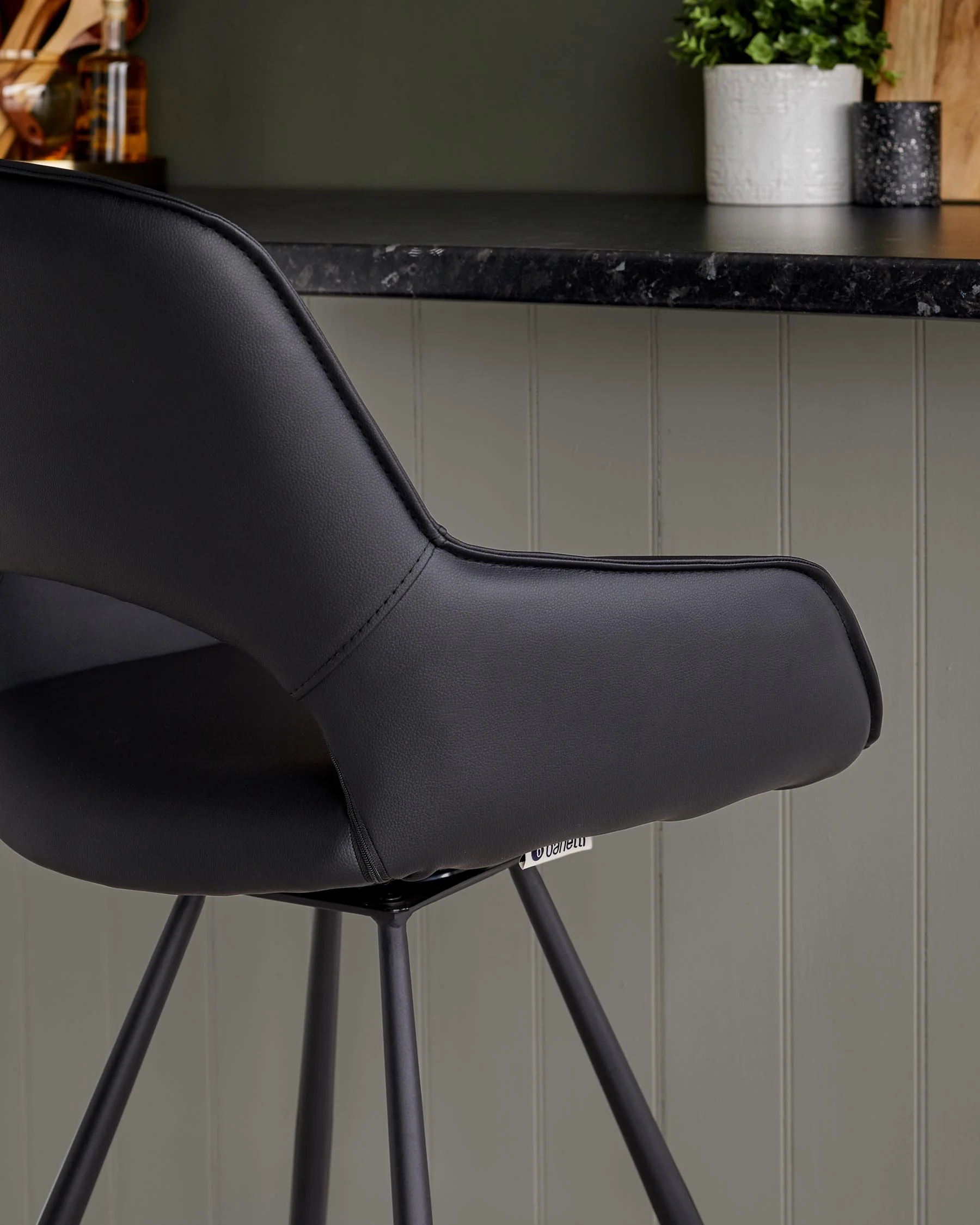 Marlow black faux leather swivel bar stool - Image 7