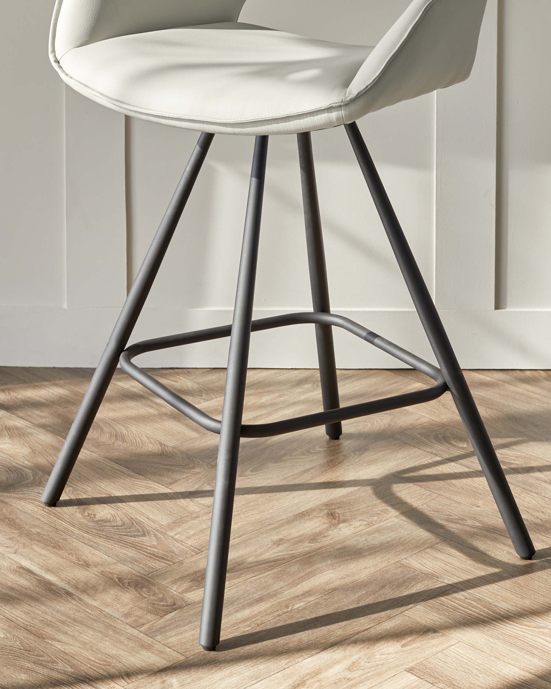 Marlow Light Grey Faux Leather And Black Metal Swivel Bar Stool - Image 5