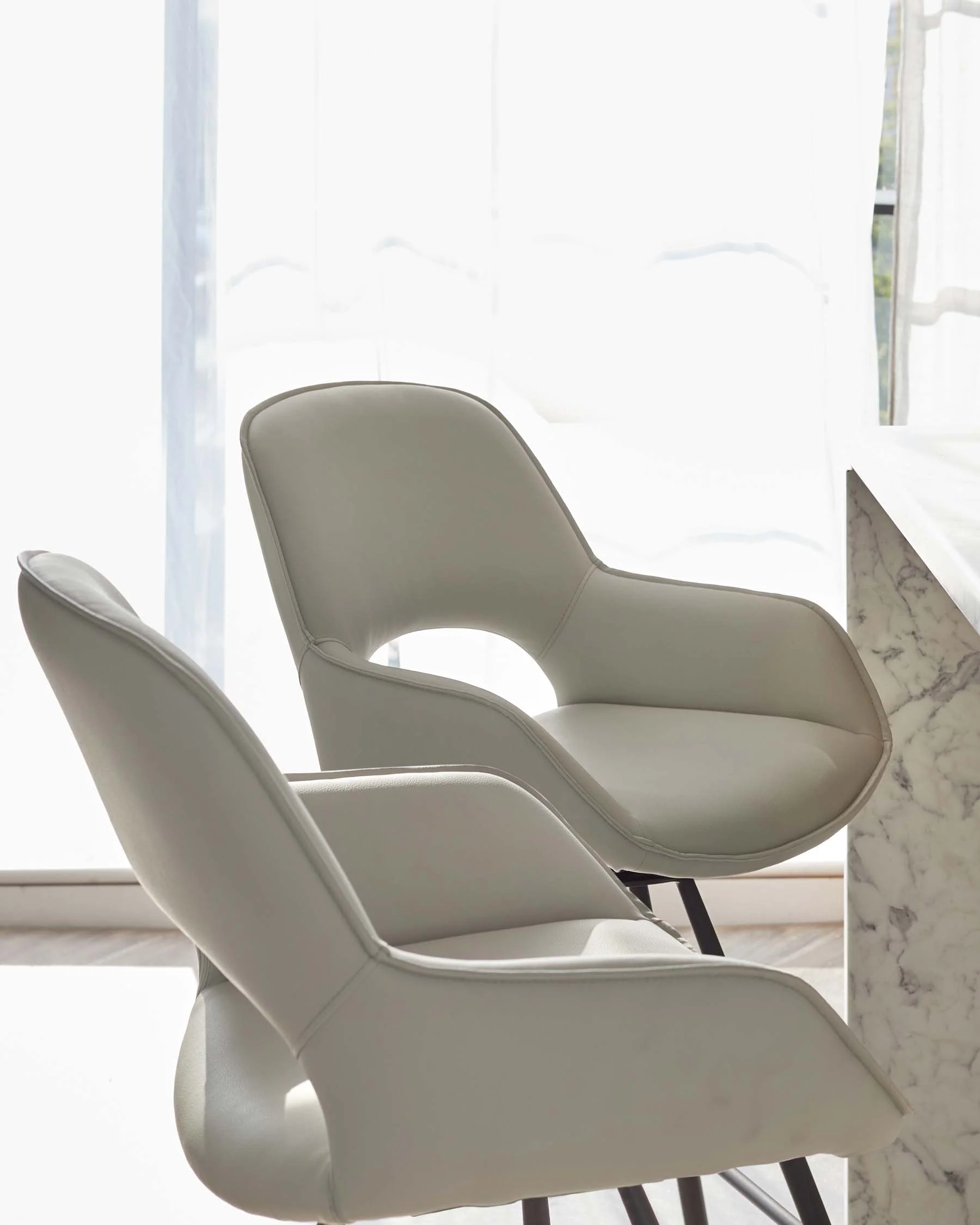 Marlow Light Grey Faux Leather And Black Metal Swivel Bar Stool - Image 6