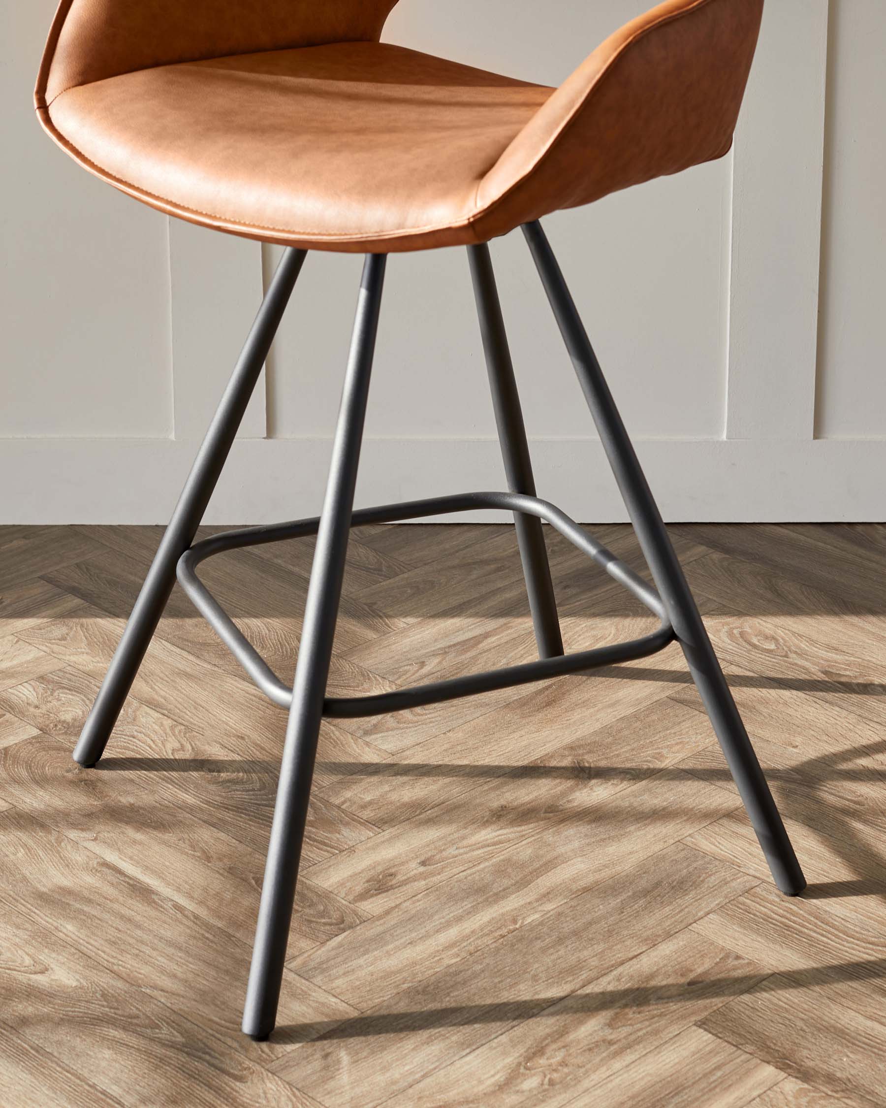 Marlow Tan Faux Leather And Black Metal Swivel Bar Stool - Image 4
