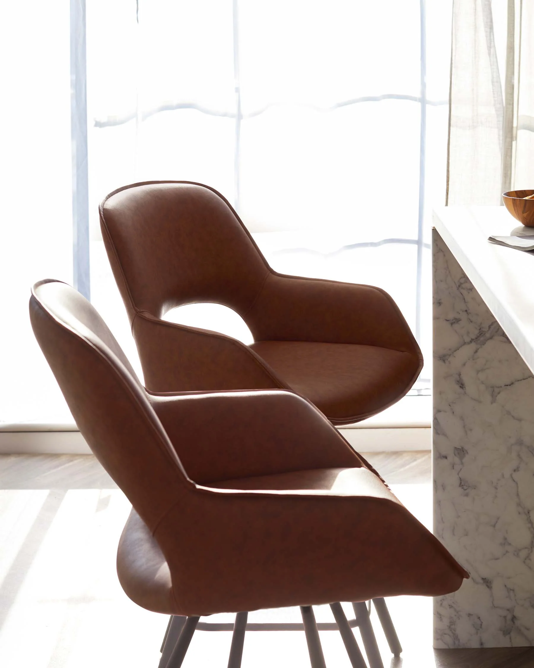 Marlow Tan Faux Leather And Black Metal Swivel Bar Stool - Image 5