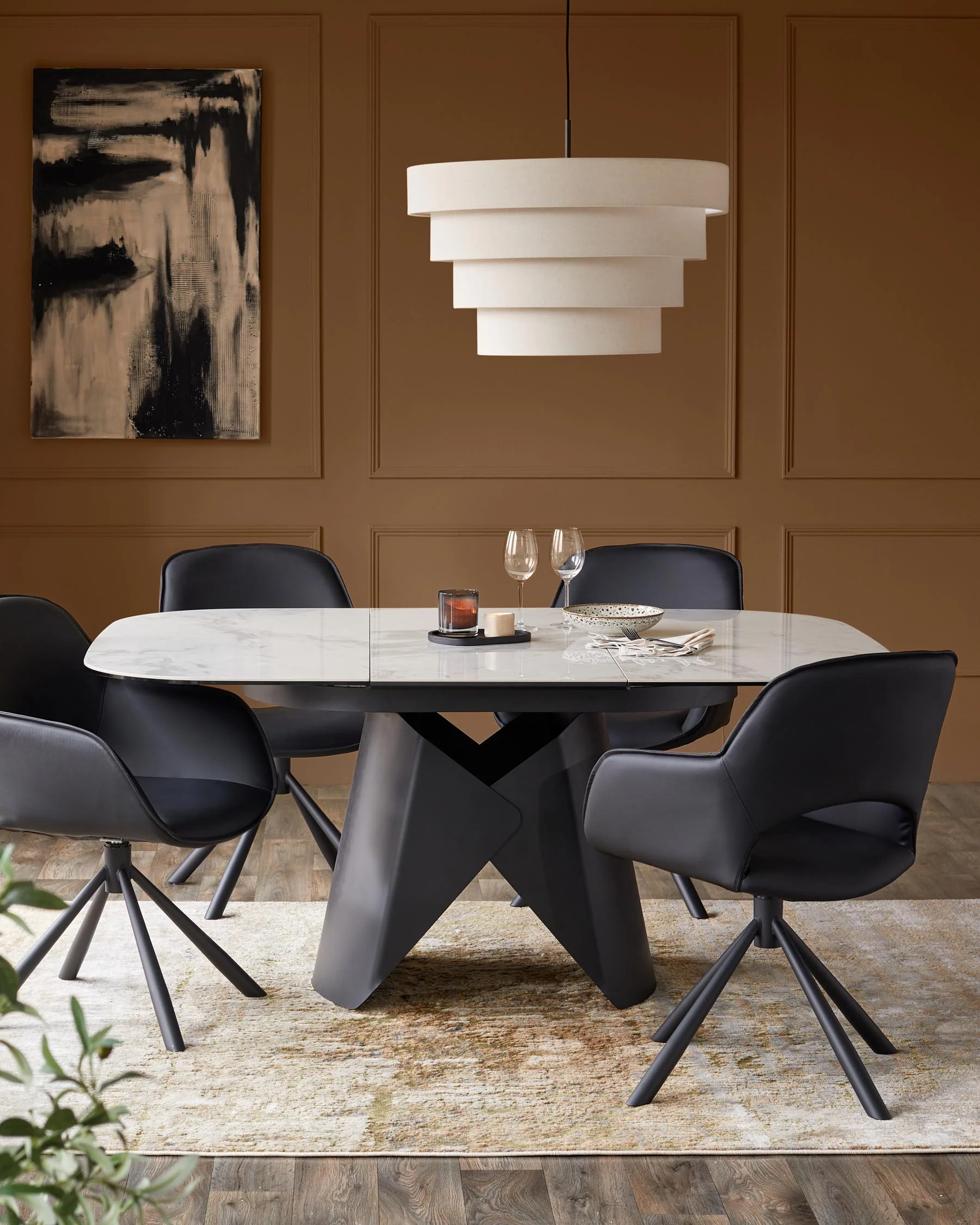 Marlow black faux leather swivel dining chair - Image 6