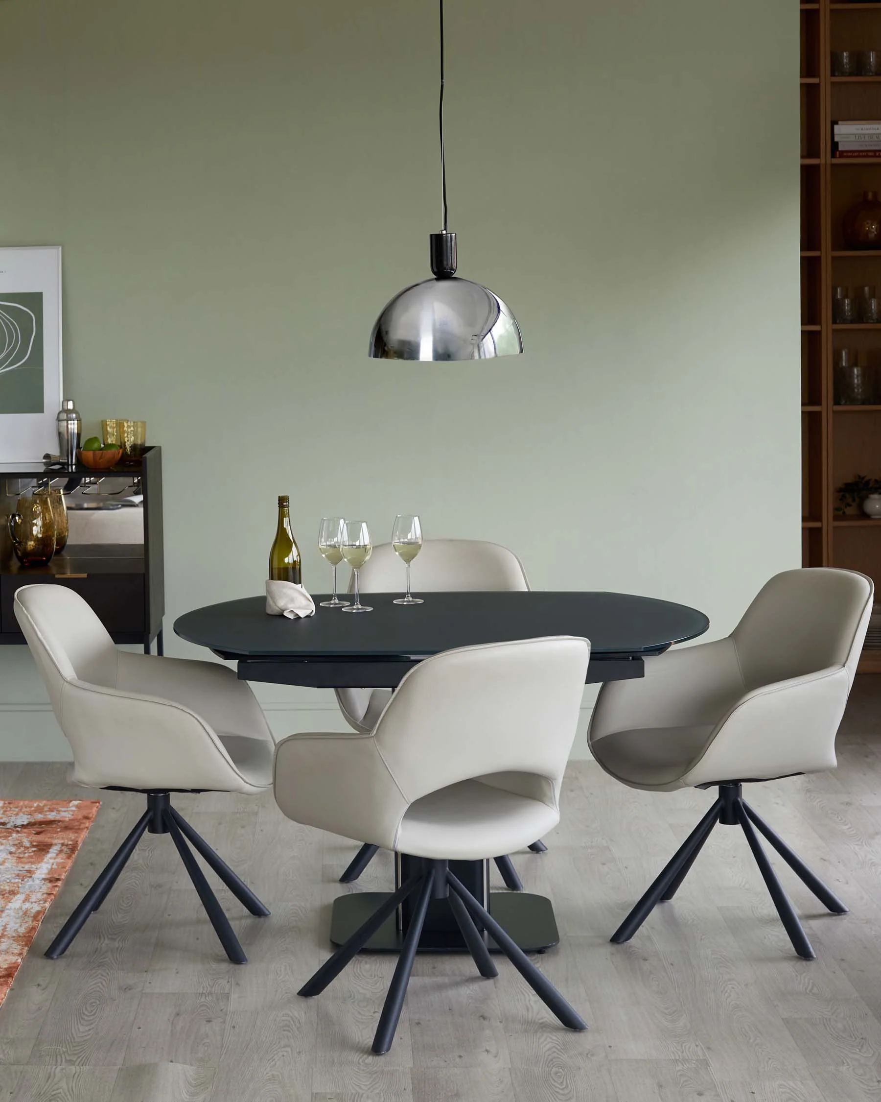 Marlow light grey faux leather swivel dining chair - Image 3