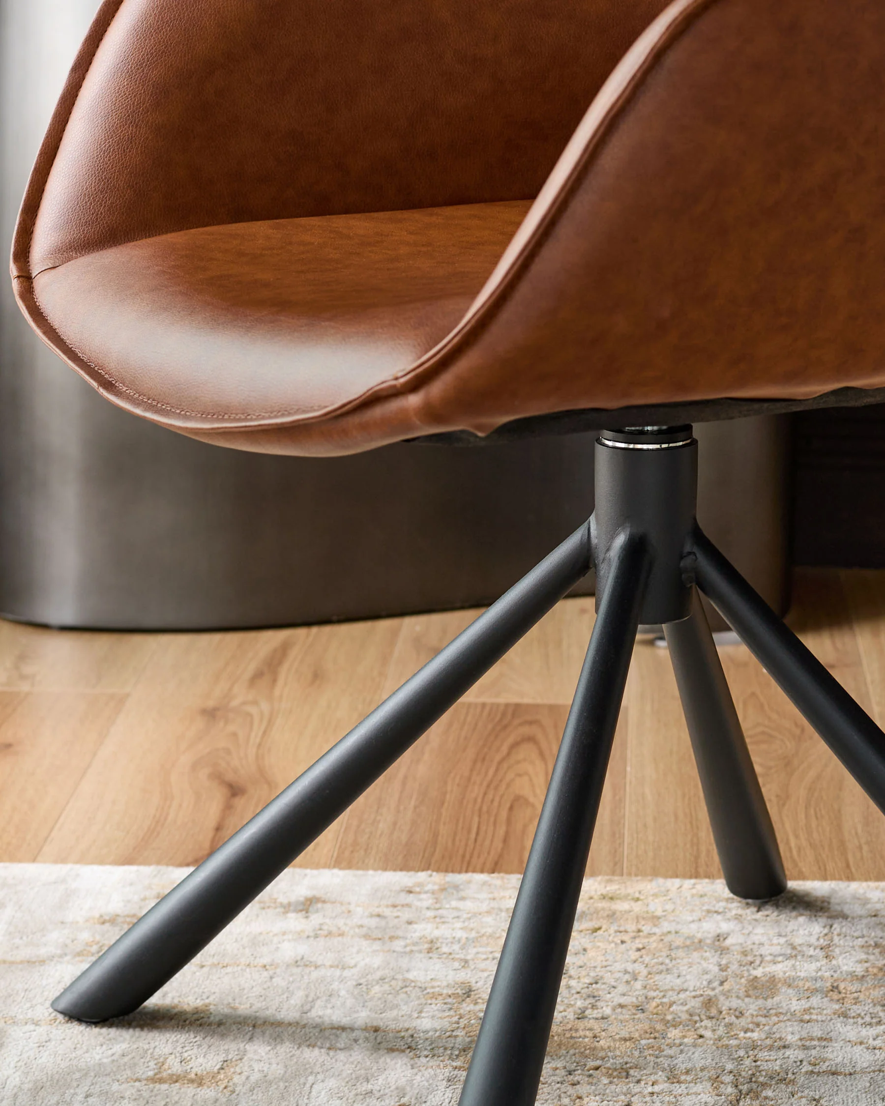 Marlow tan faux leather swivel dining chair - Image 5