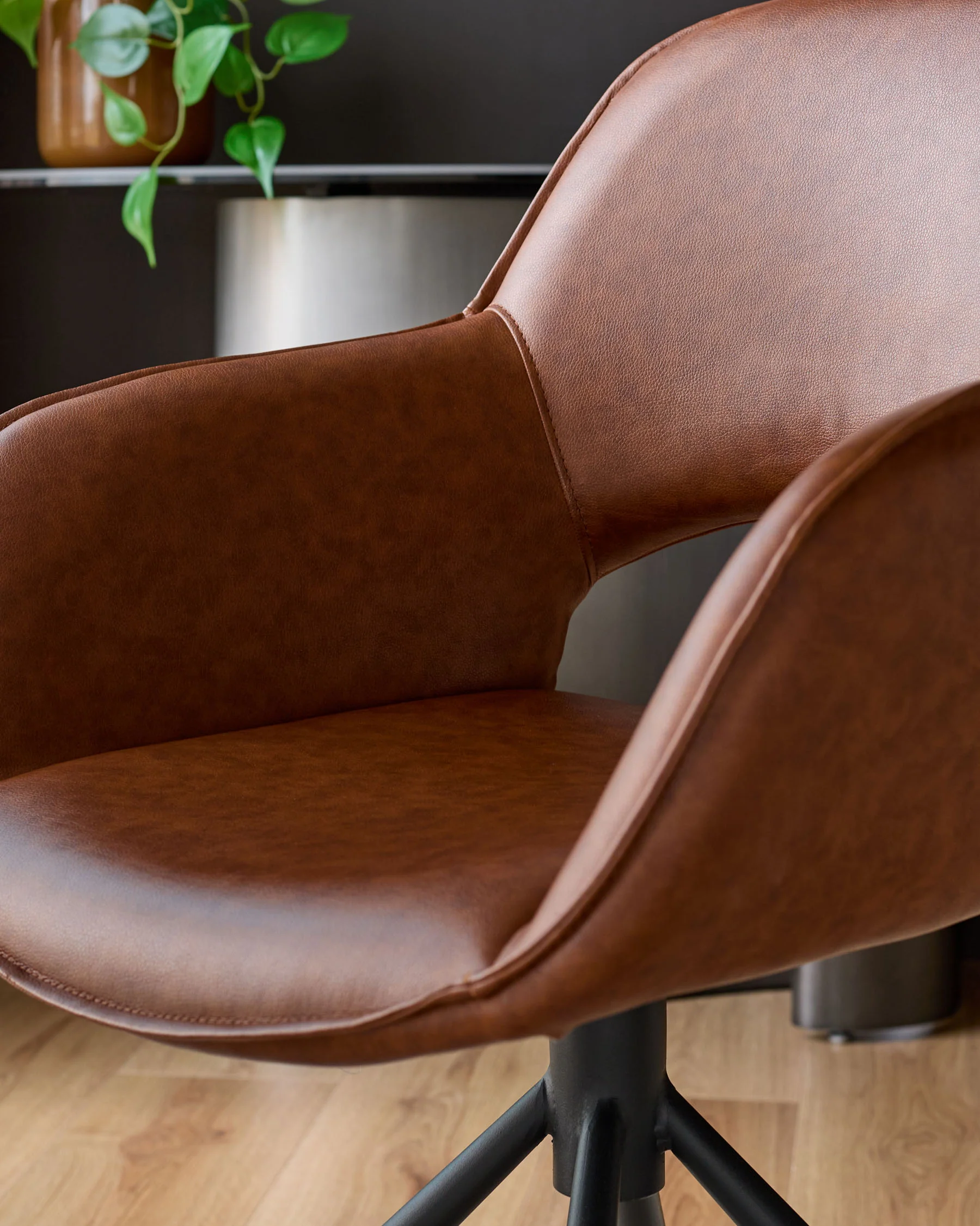 Marlow tan faux leather swivel dining chair - Image 7