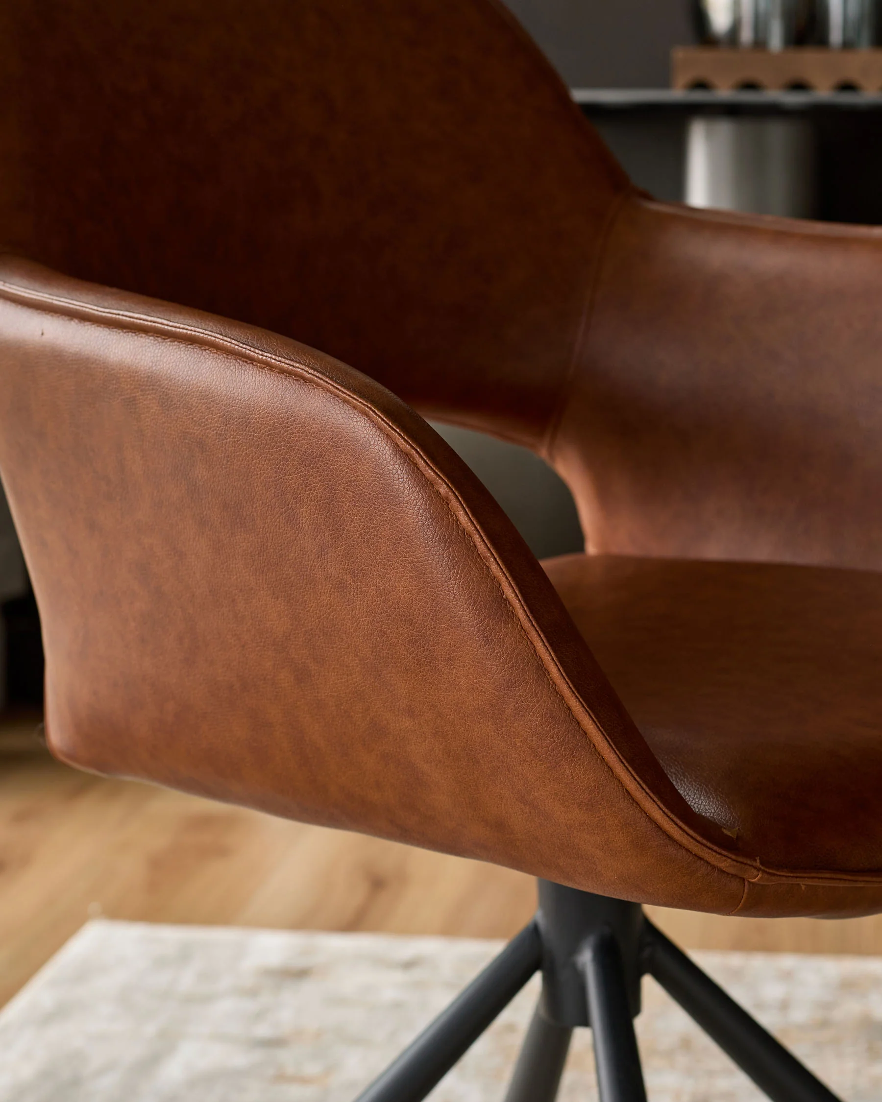 Marlow tan faux leather swivel dining chair - Image 8
