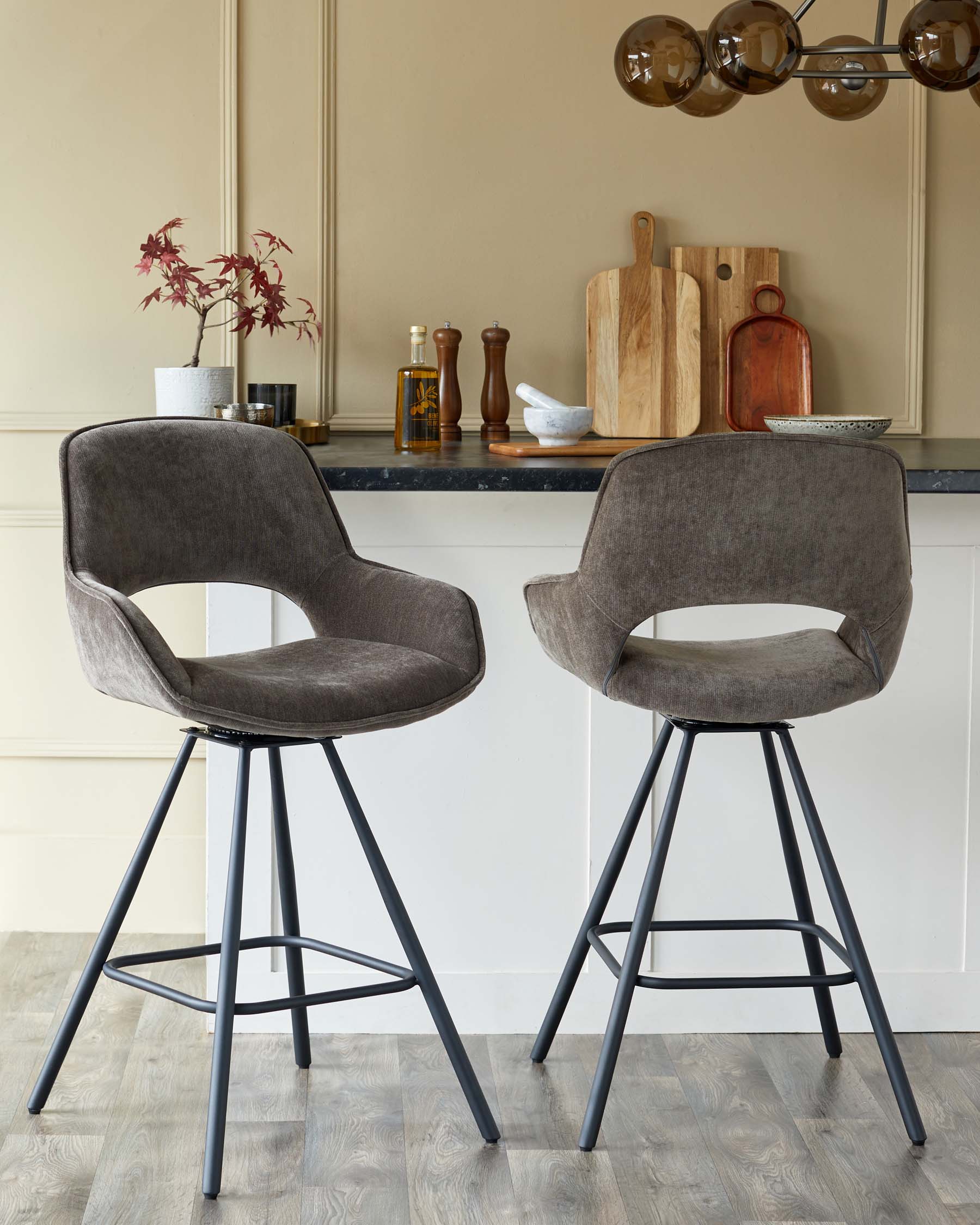 Marlow mocha fabric swivel bar stool - Image 5