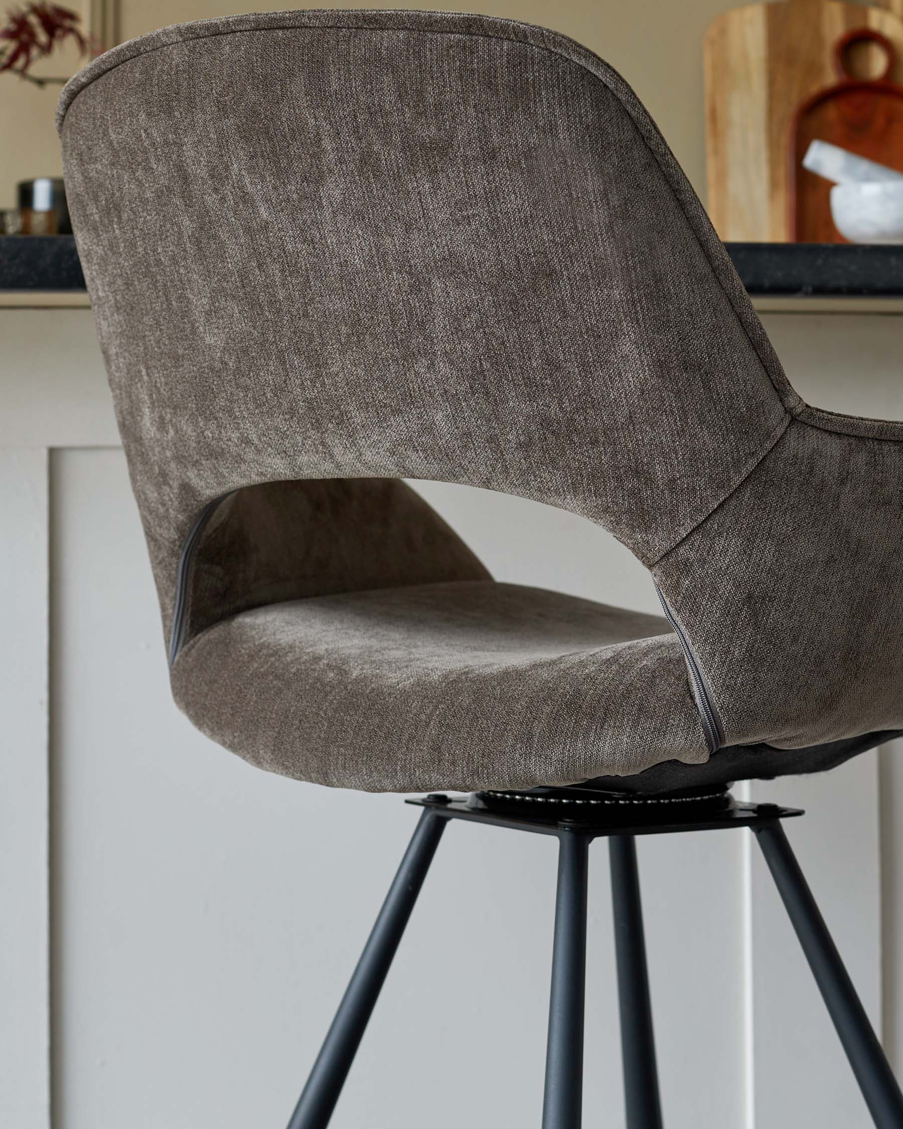 Marlow mocha fabric swivel bar stool - Image 6