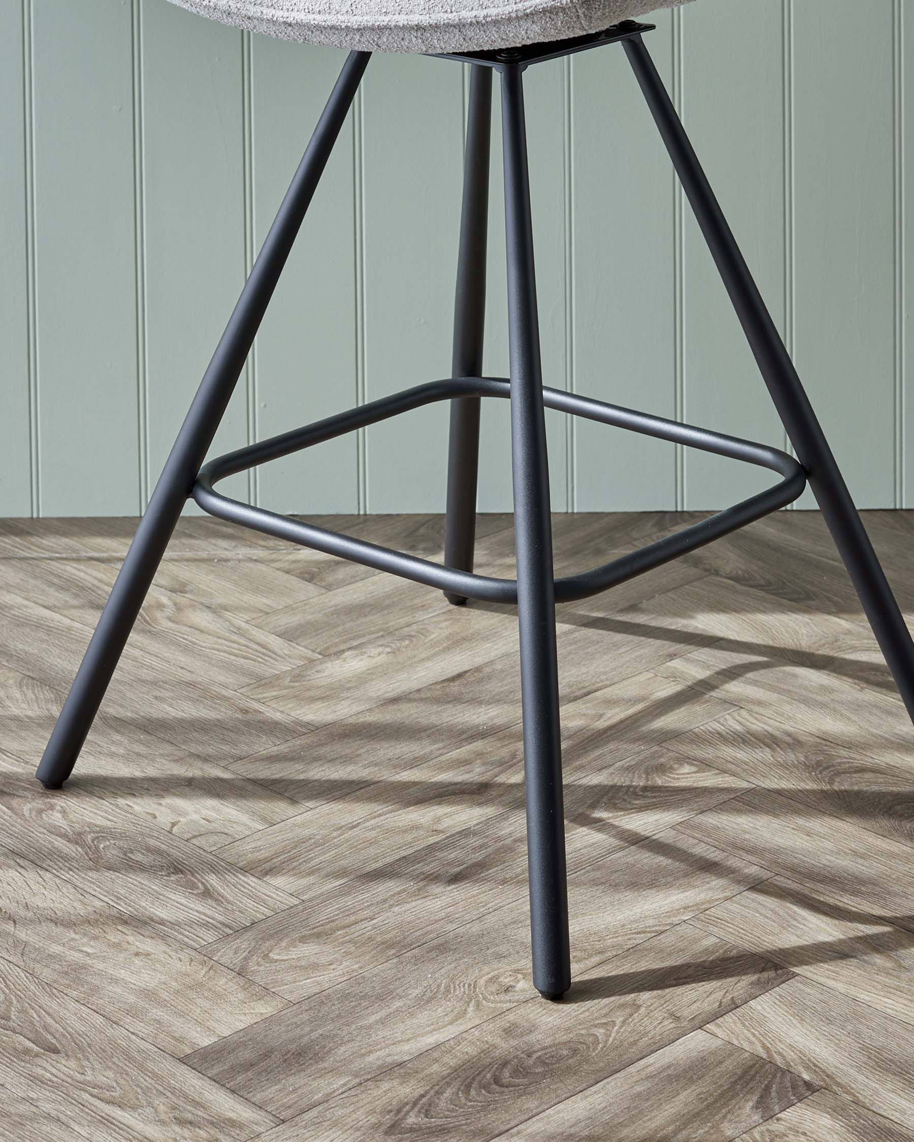 Marlow Swivel Black Metal Bar Stool Light Grey Boucle - Image 5