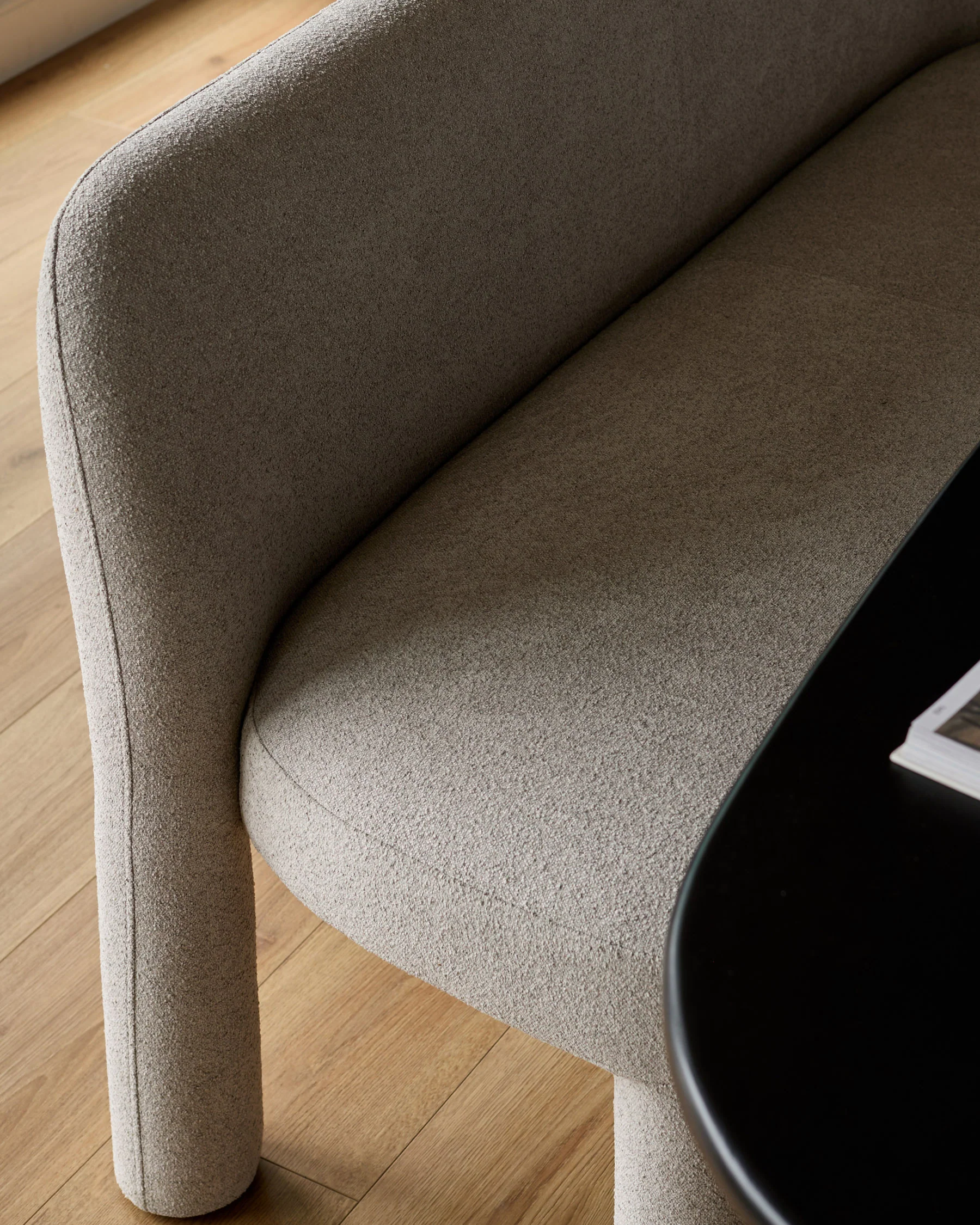Mason light grey boucle 3 seater dining bench - Image 11