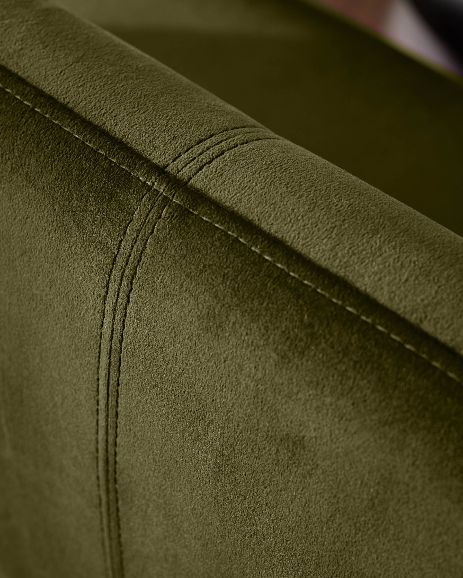 Mason olive green velvet 3 seater dining bench - Image 4
