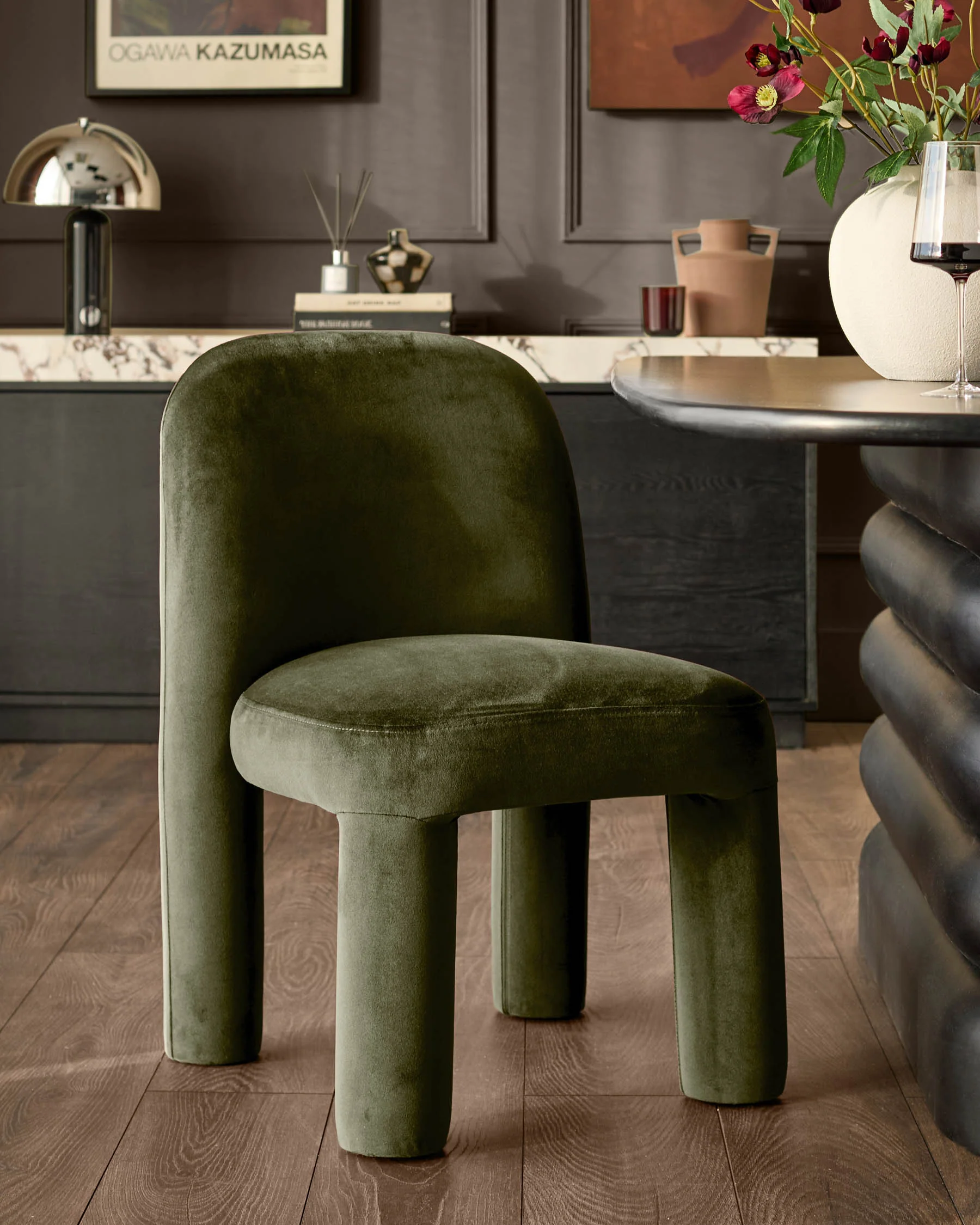 Mason olive green velvet dining chair