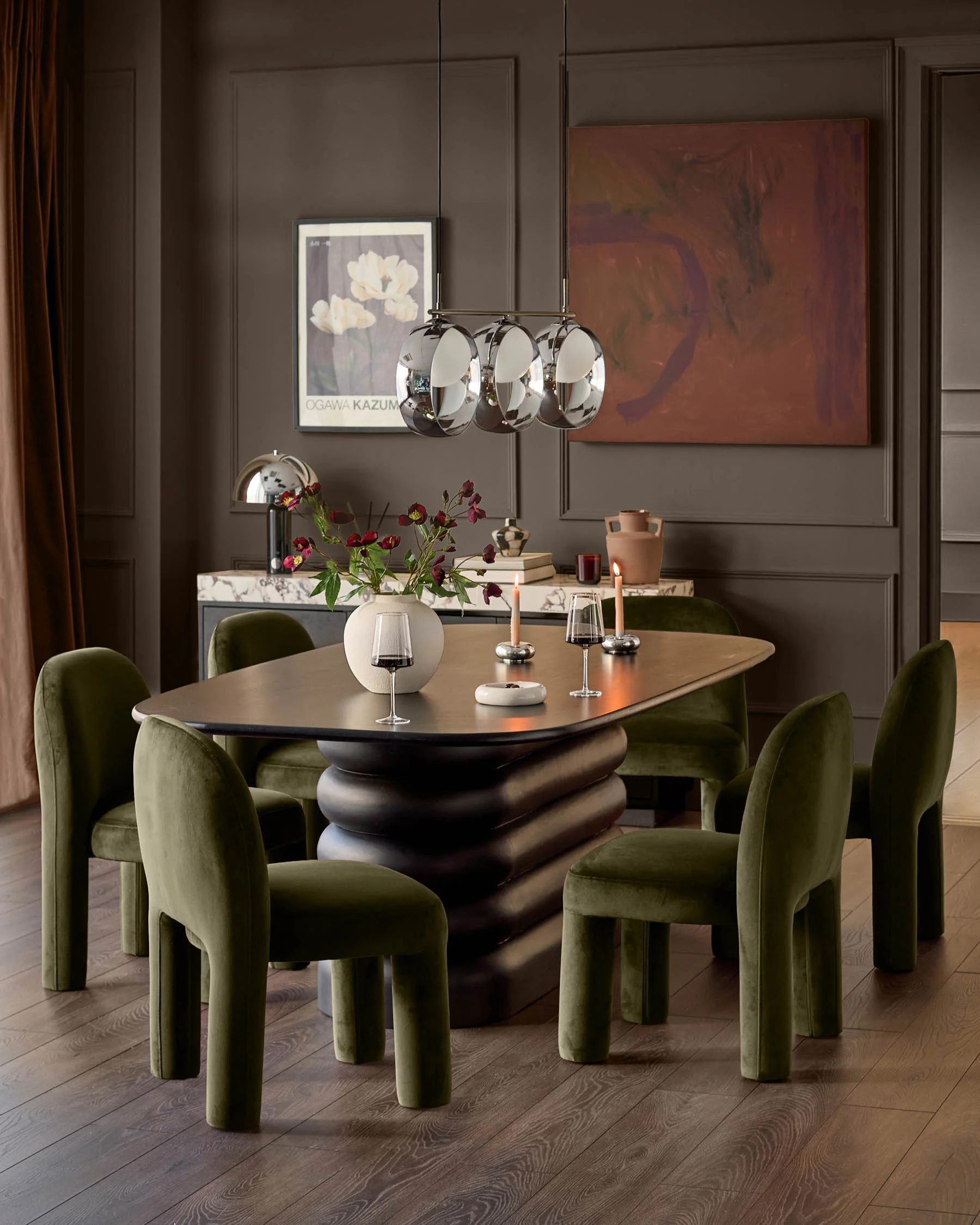 Mason olive green velvet dining chair - Image 2