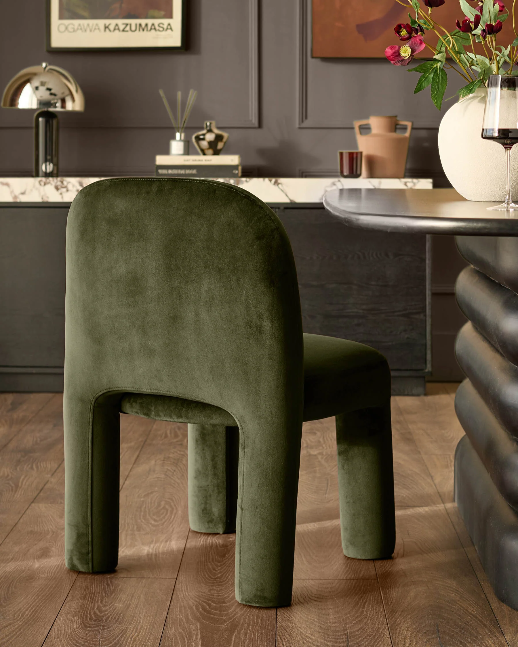 Mason olive green velvet dining chair - Image 3