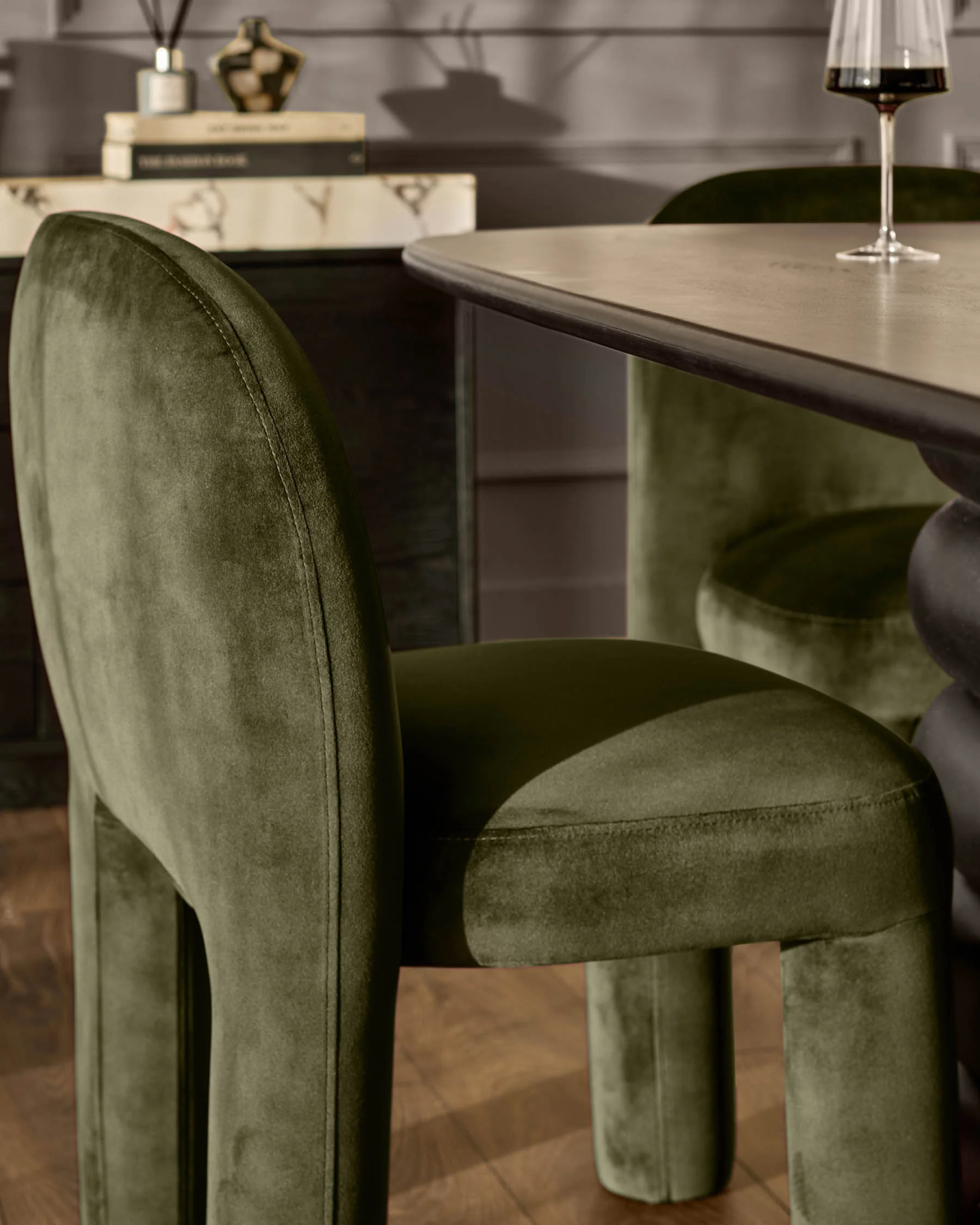 Mason olive green velvet dining chair - Image 5