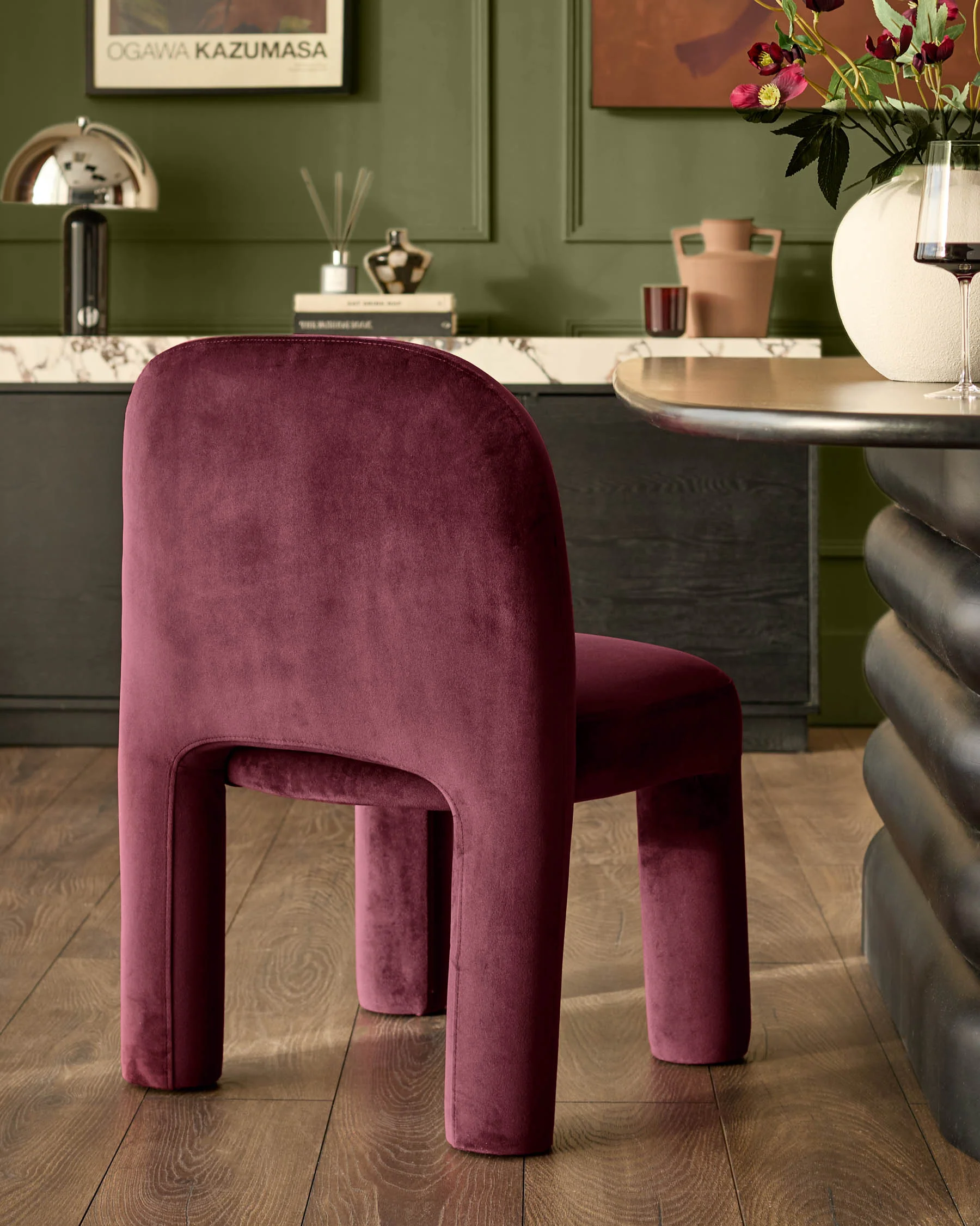 Mason plum velvet dining chair - Image 3