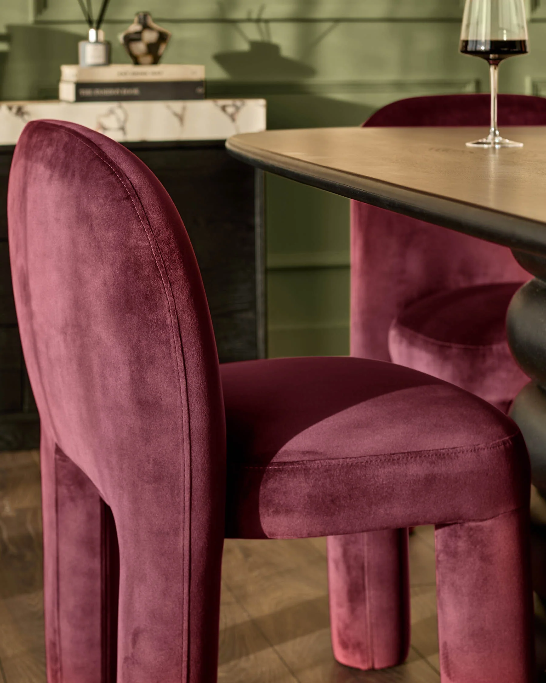 Mason plum velvet dining chair - Image 7
