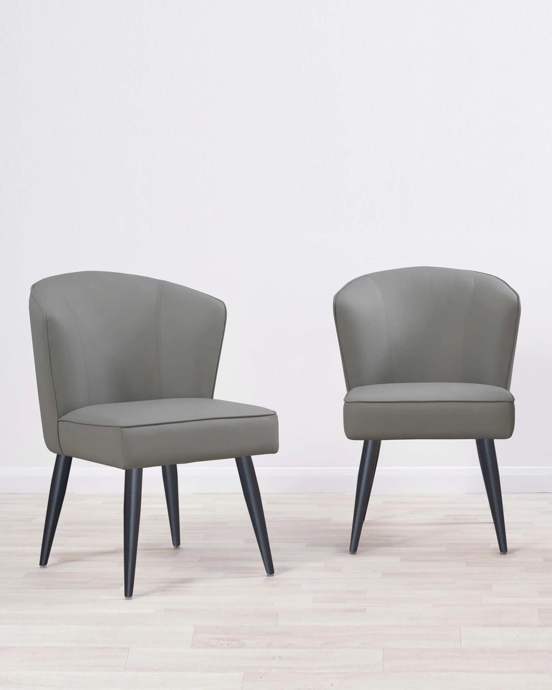 Mellow Mid Grey Faux Leather Dining Chair With Black Legs