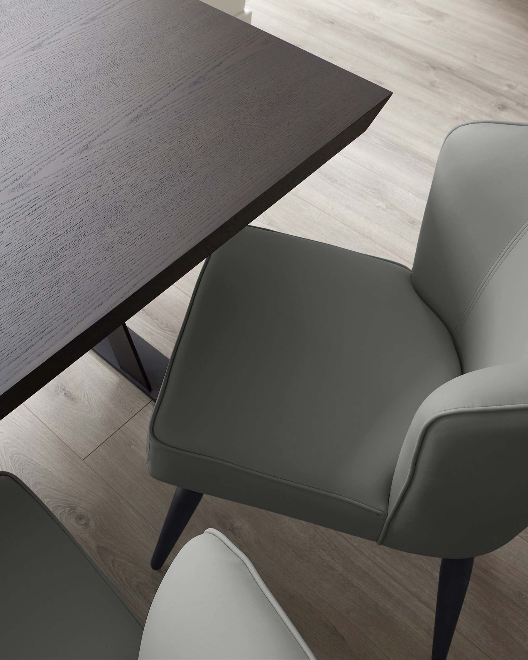 Mellow Mid Grey Faux Leather Dining Chair With Black Legs - Image 3