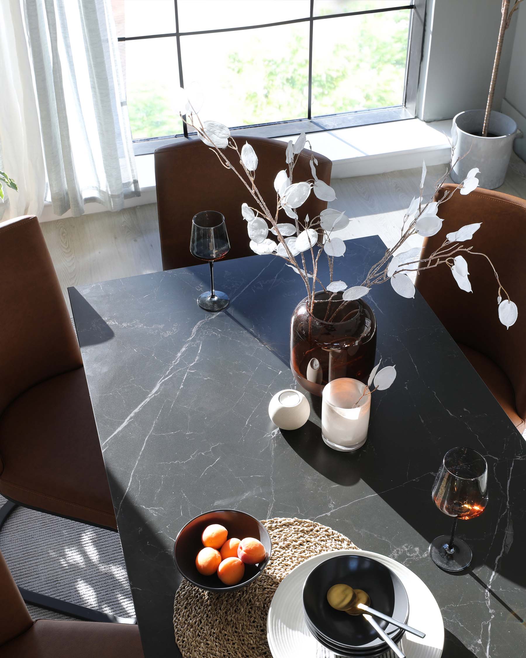 Mia Black Ceramic 6 Seater Dining Table - Image 6