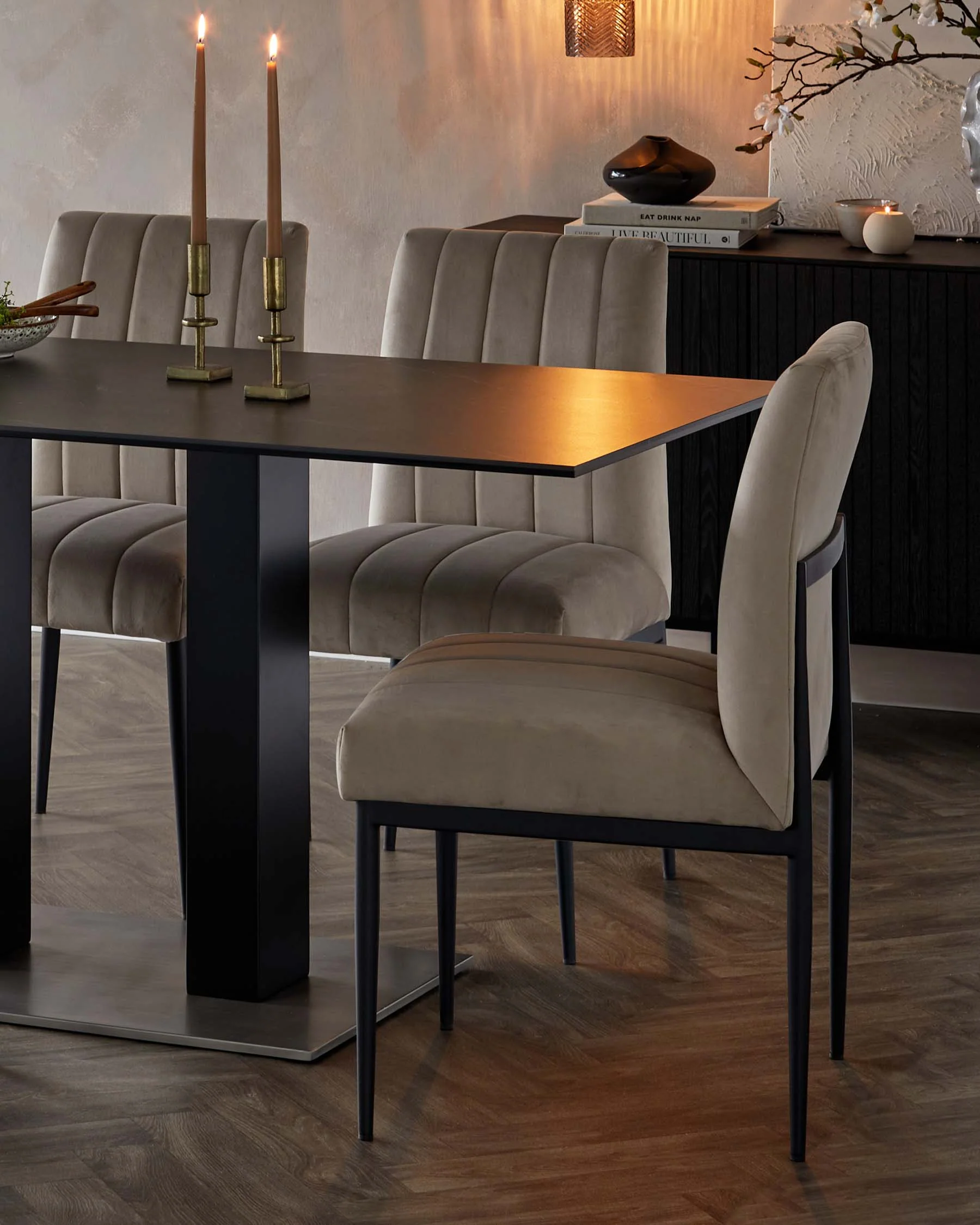 Mia 6 seater table and 6 Kendra dining chairs set - Image 5