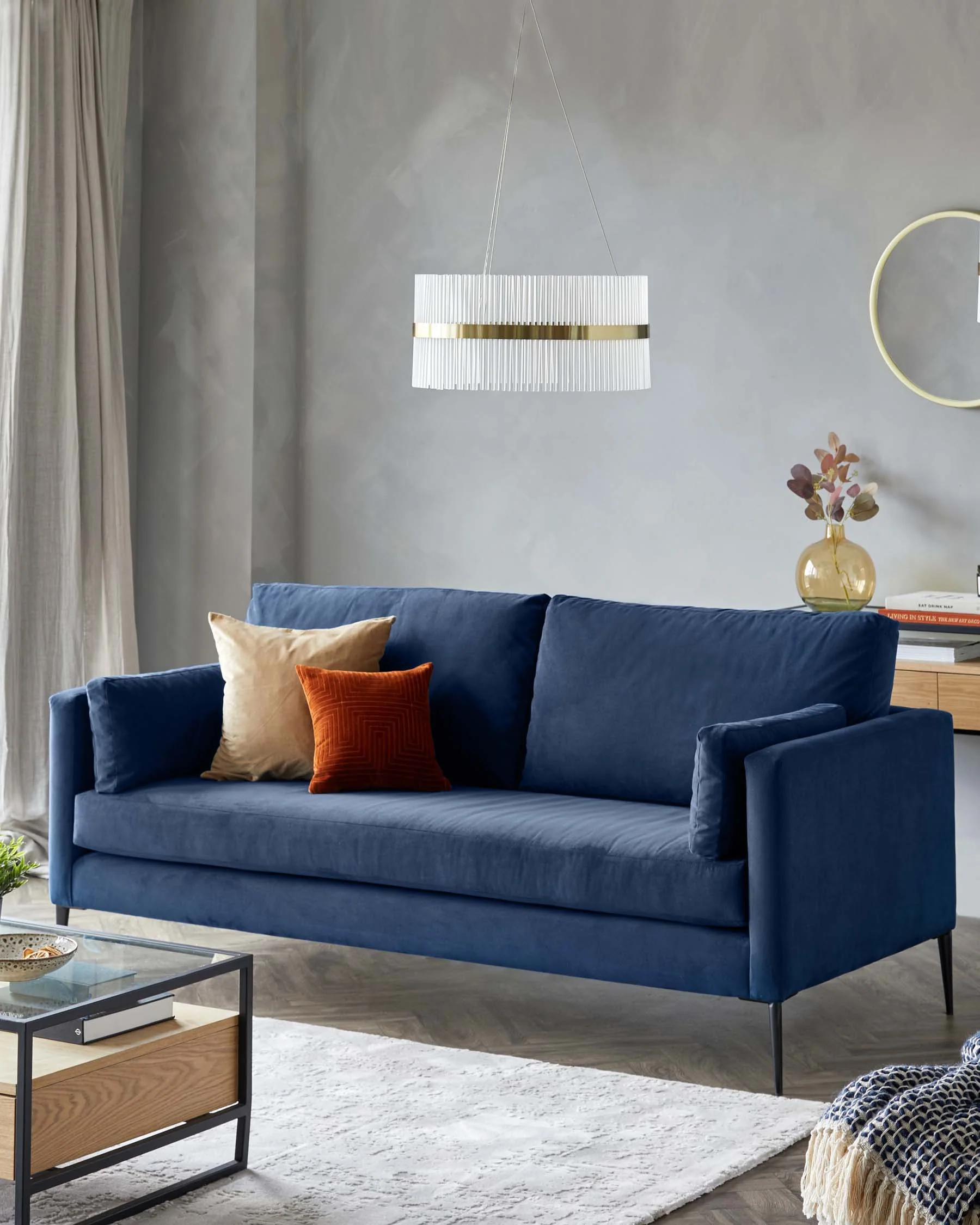 Mila Brushed Brass Round Halo Pendant - Image 4