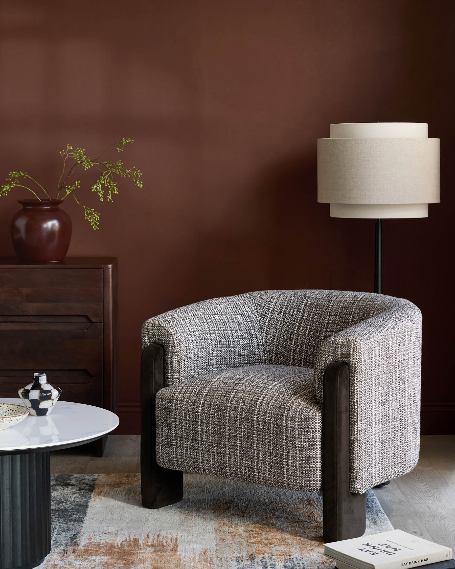 Miles dark chocolate mixed material occasional chair