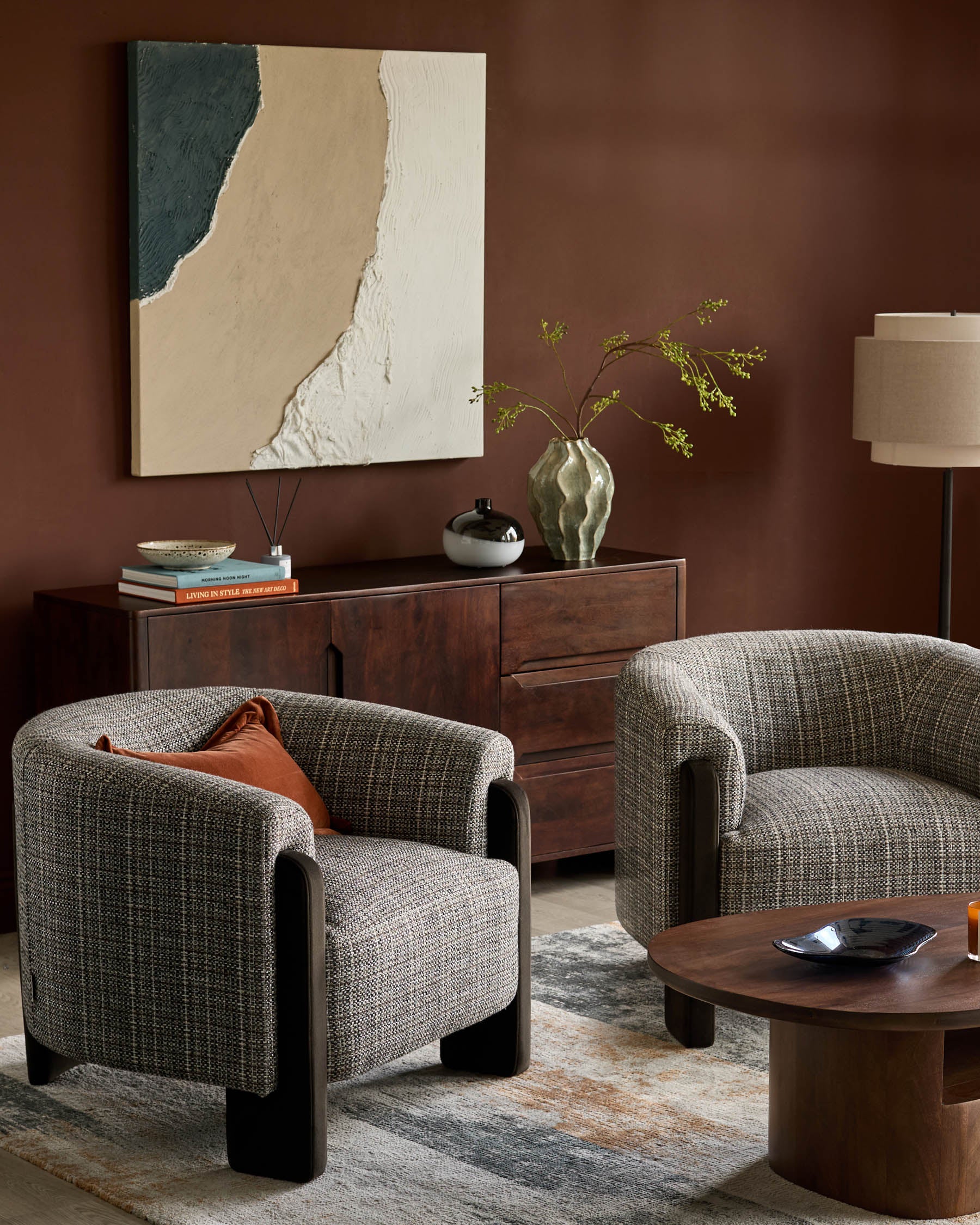 Miles dark chocolate mixed material occasional chair - Image 5