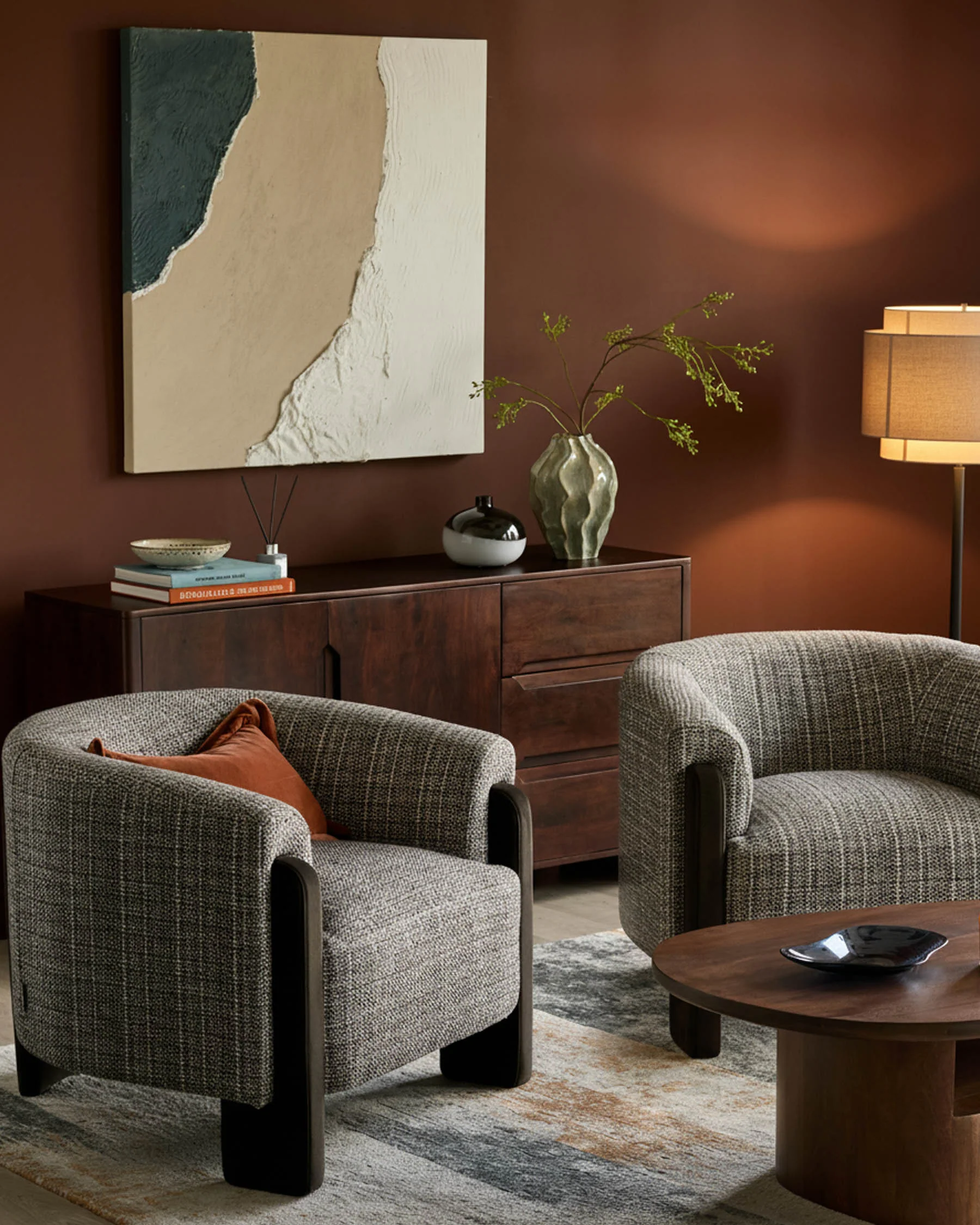 Miles dark chocolate mixed material occasional chair - Image 8
