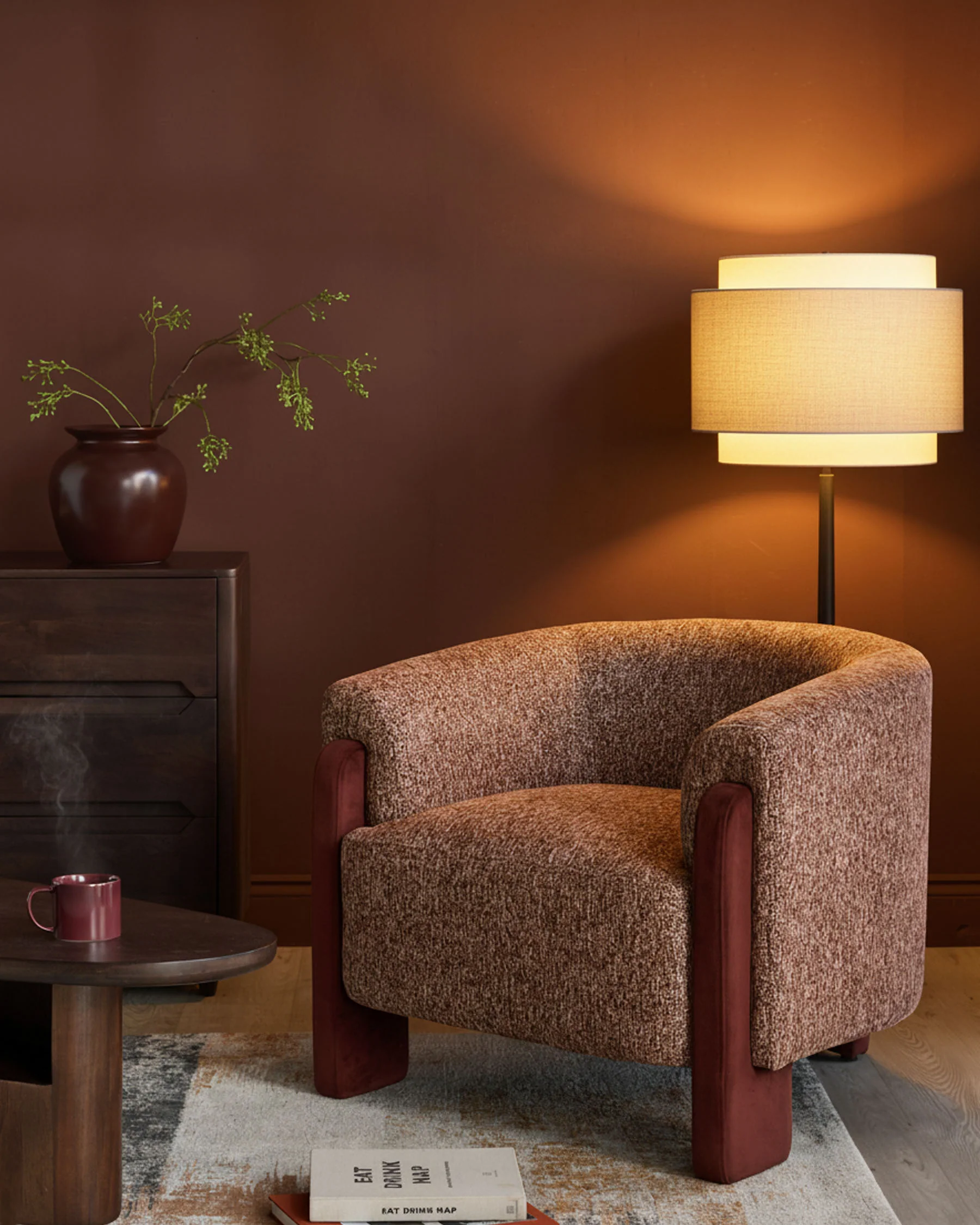 Miles toffee red mixed material occasional chair - Image 2