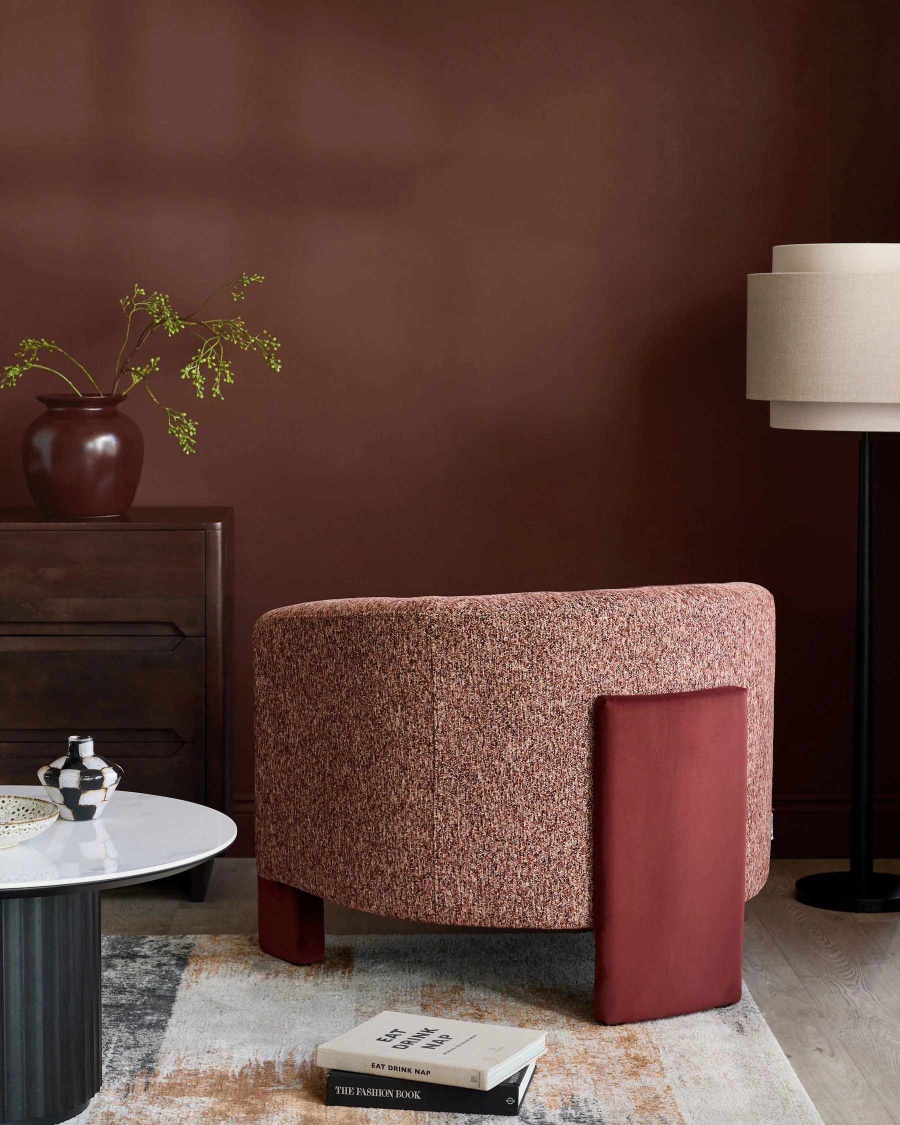 Miles toffee red mixed material occasional chair - Image 3