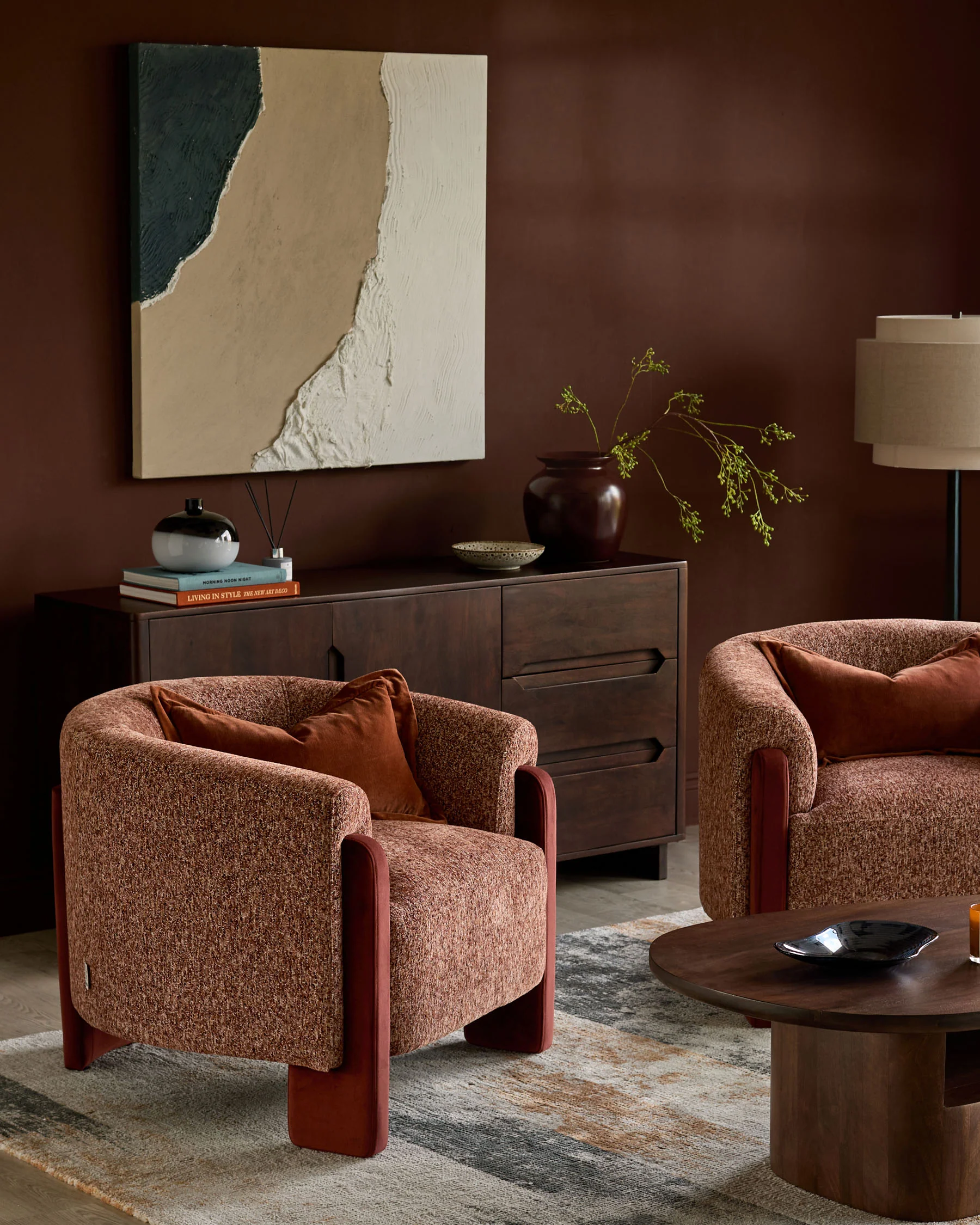 Miles toffee red mixed material occasional chair - Image 4