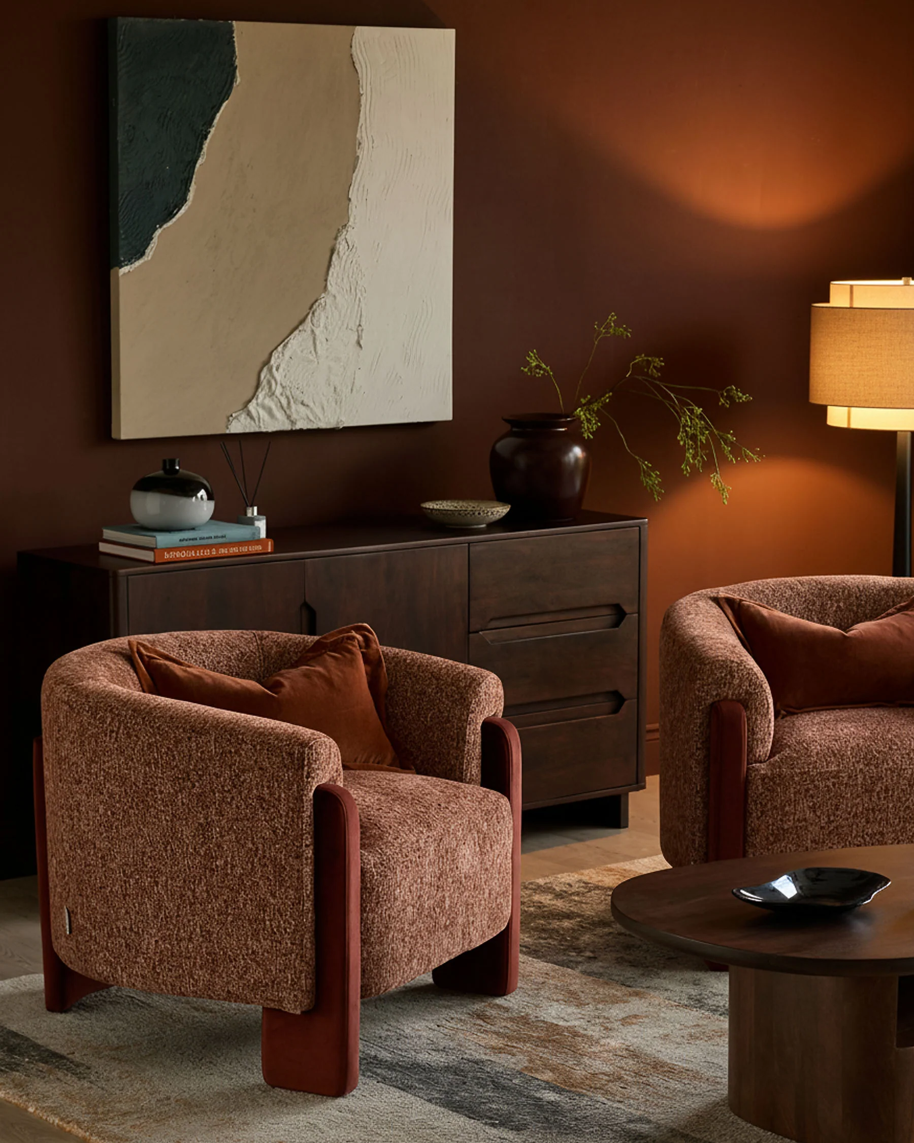 Miles toffee red mixed material occasional chair - Image 7