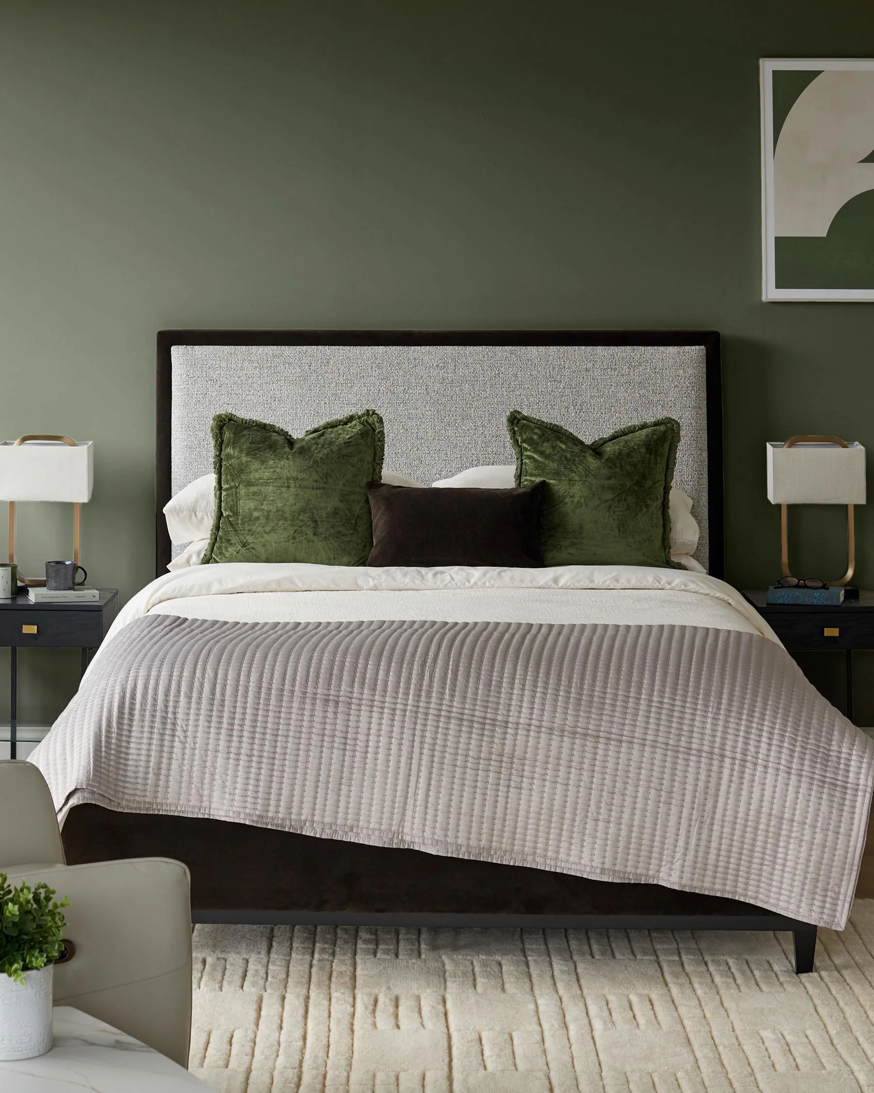Monica grey fabric and dark chocolate velvet king size ottoman storage bed - Image 2